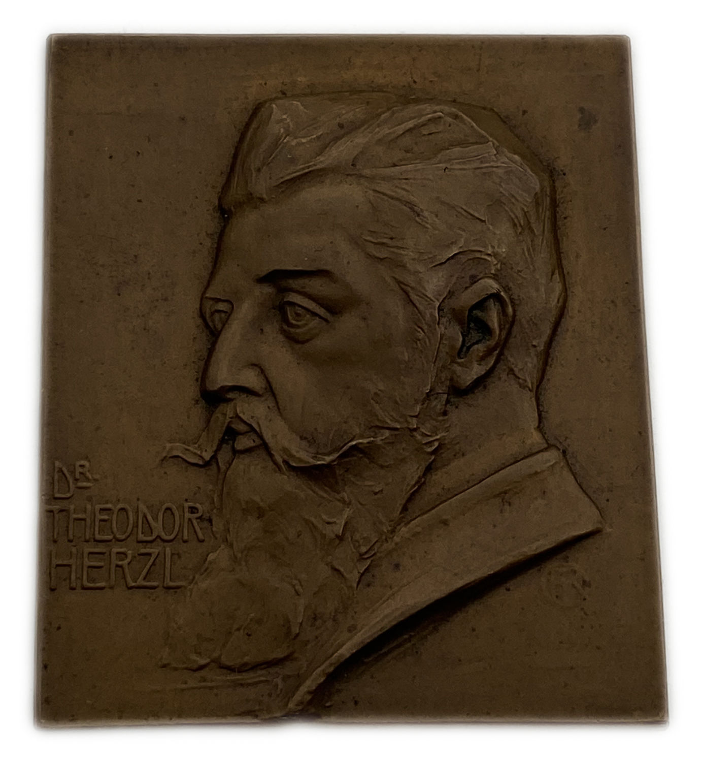 Judaica / Zionism - metal plaque with the image of Benjamin Ze'ev Herzl - Austria 1910' - Rare
51X62 ... - 1 0