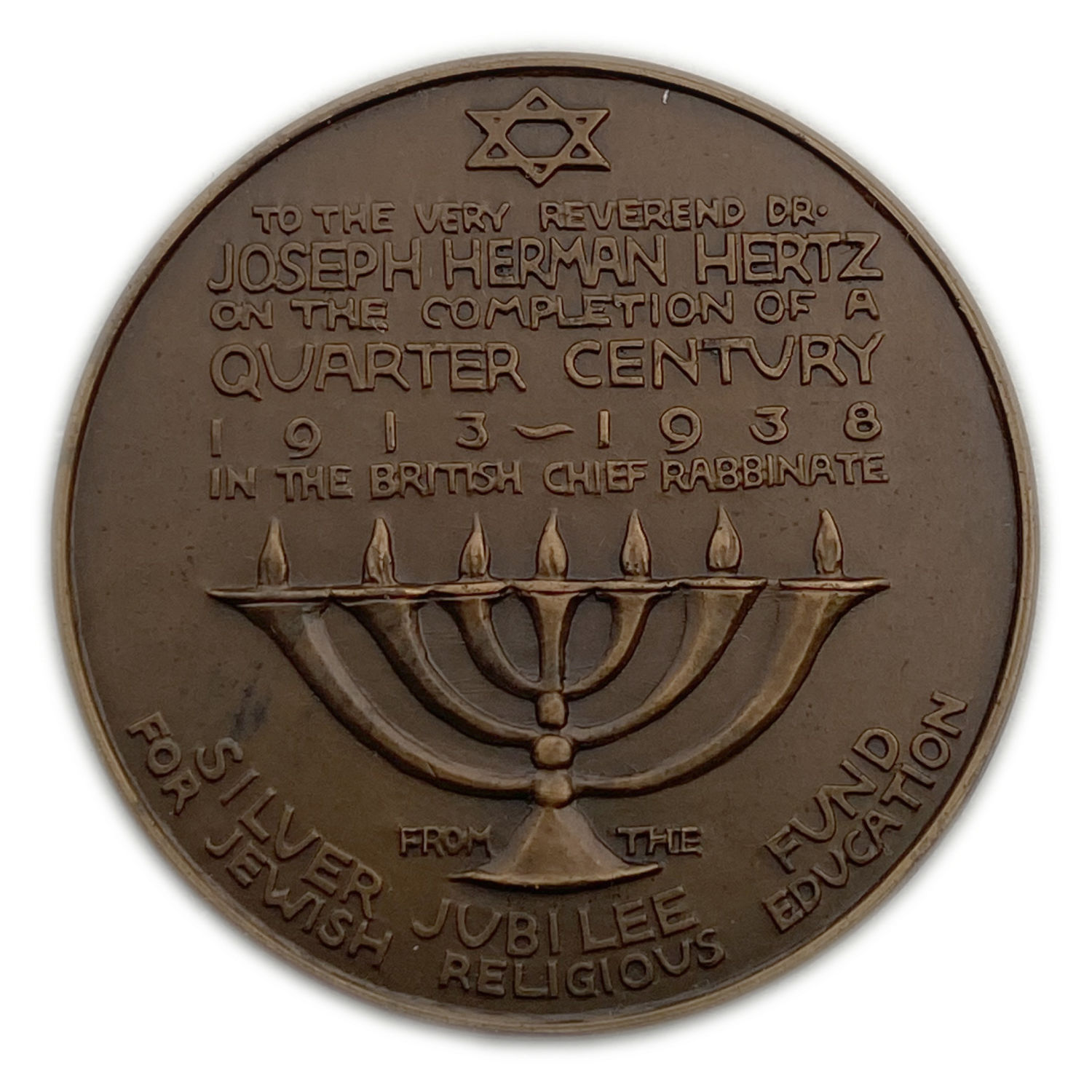 Judaica / Zionisim - Great Britain, Rabbi Joseph Herman Hertz 1938 - Bronze, 18.45g, 34mm
bears ... - 1 1