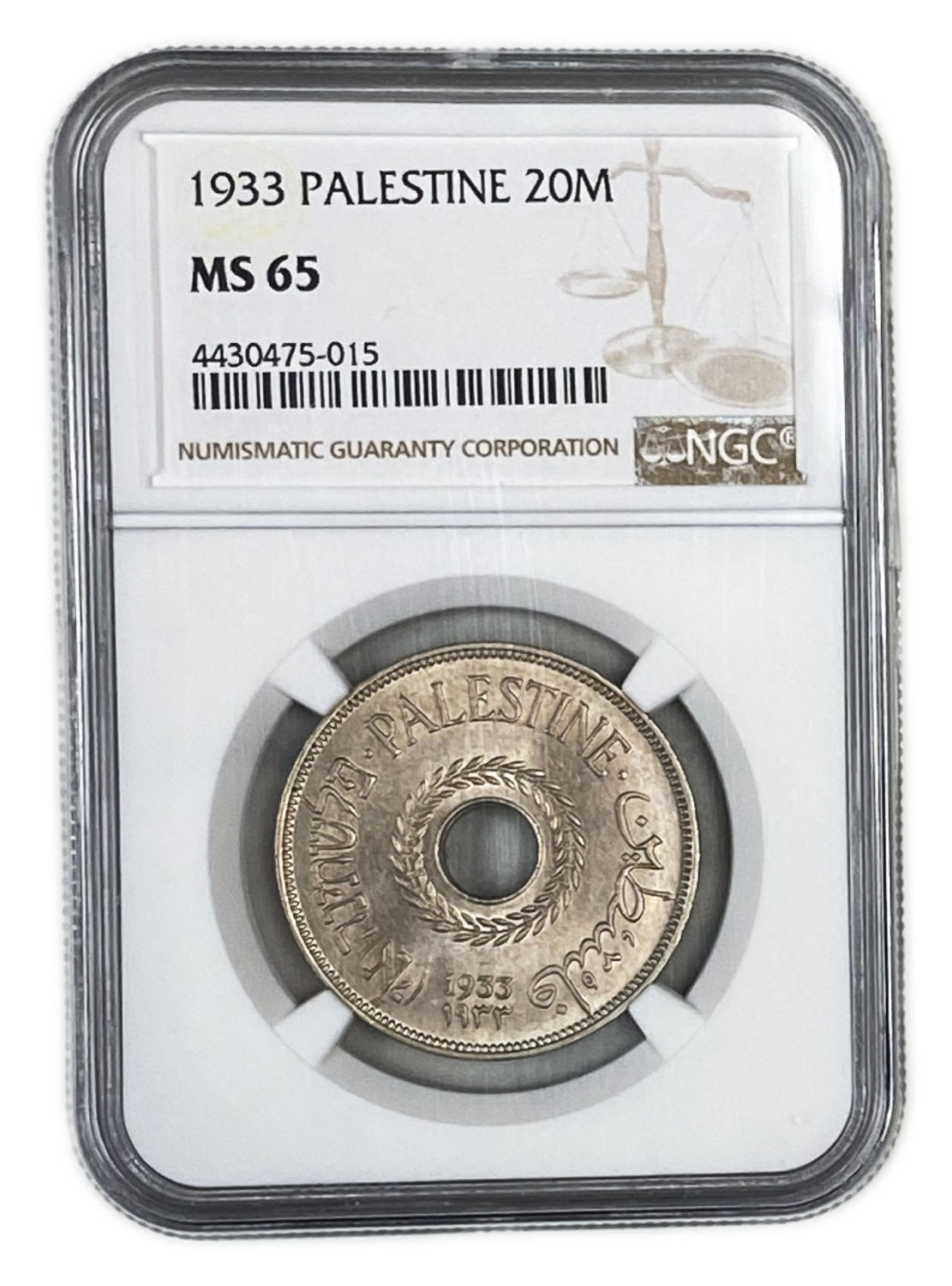 Palestine - 20 Mils 1933 - NGC MS 65 - Very Rare
The highest grade in both of the grading ... - 1 2