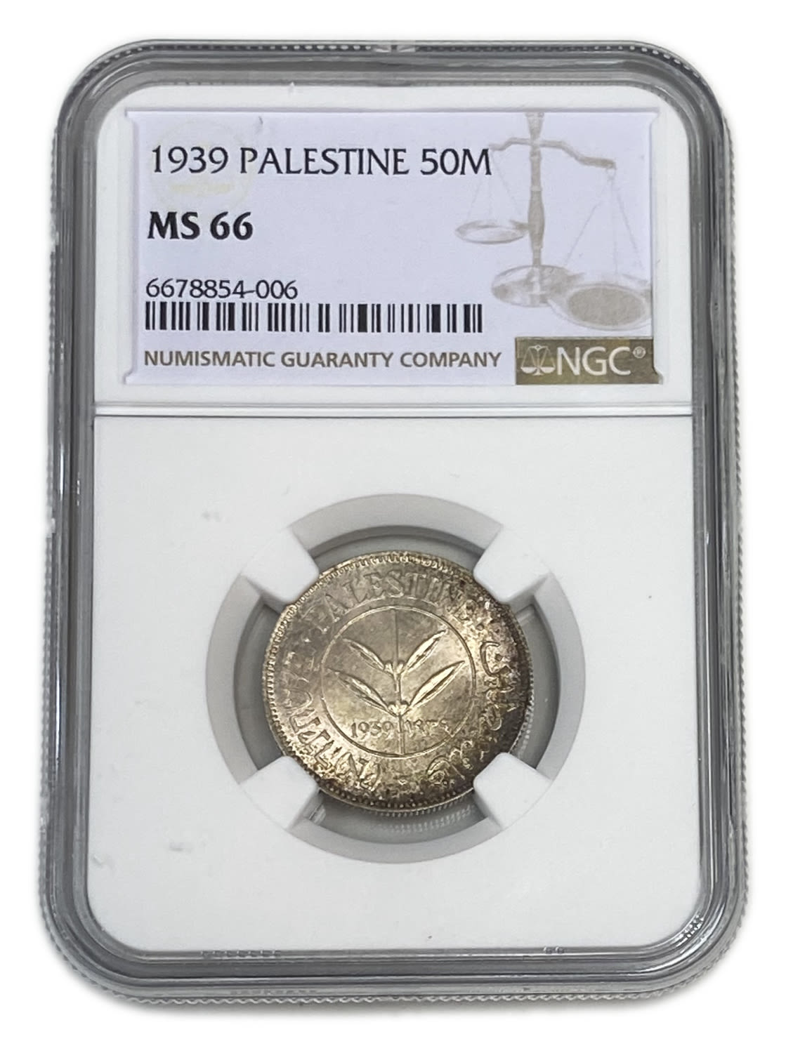 Palestine - 50 Mils 1939 - NGC MS 66 - TOP POP - Very rare in this high grade
The only one ... - 1 2