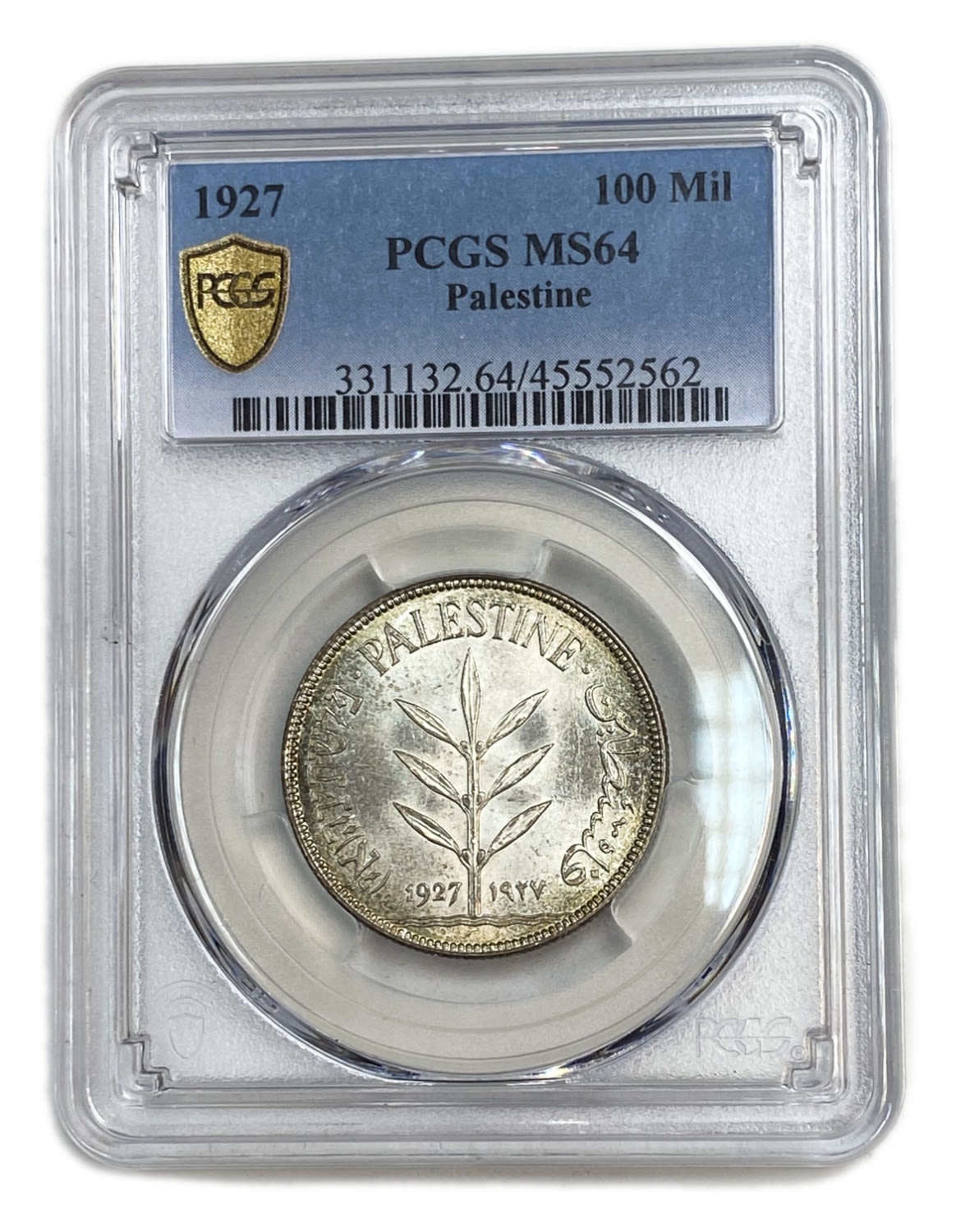 Palestine - 100 mil 1927 - NPCGS MS 64 - Patina rainbow colors
Despite the quantity produced from ... - 1 2