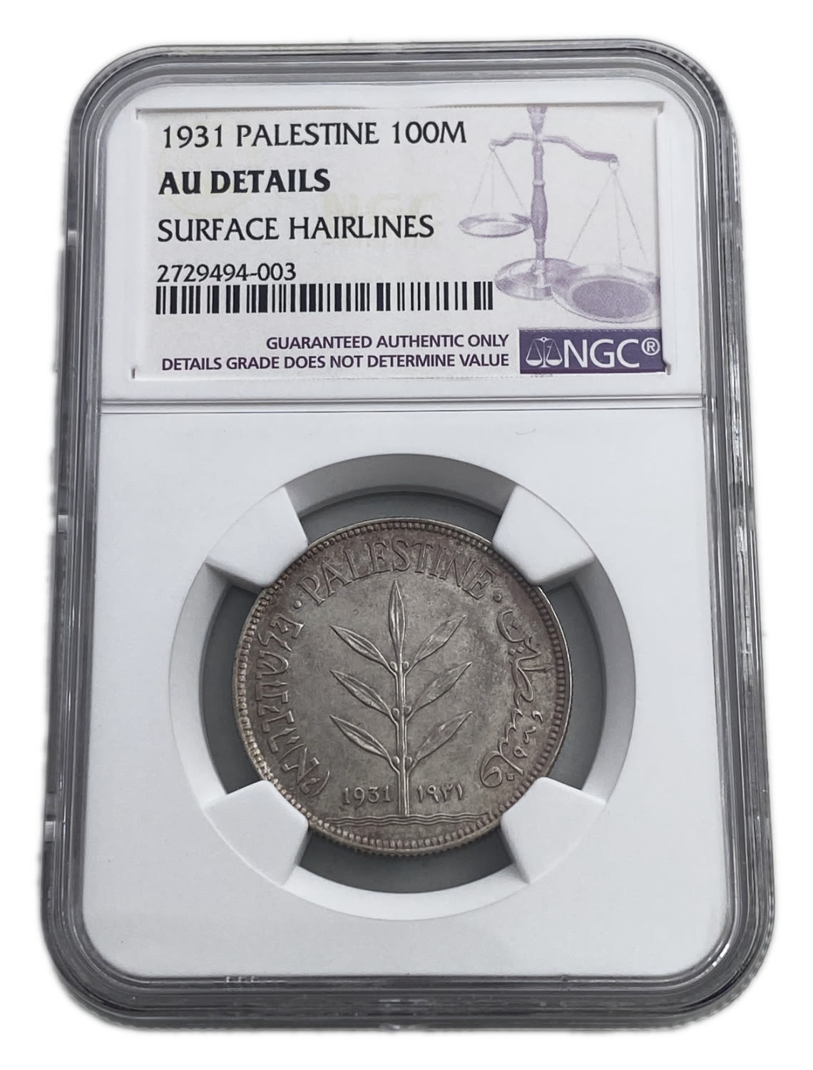 Palestine - 100 Mils 1931 - NGC AU DETAILS
The hardest coin to get in a UNC condition, once every ... - 1 2