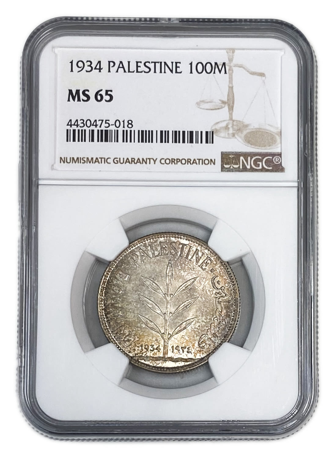 Palestine - 100 Mils 1934 - NGC MS 65 - The highest grade and the only one that has such a high grade - TOP POP ... - 1 3