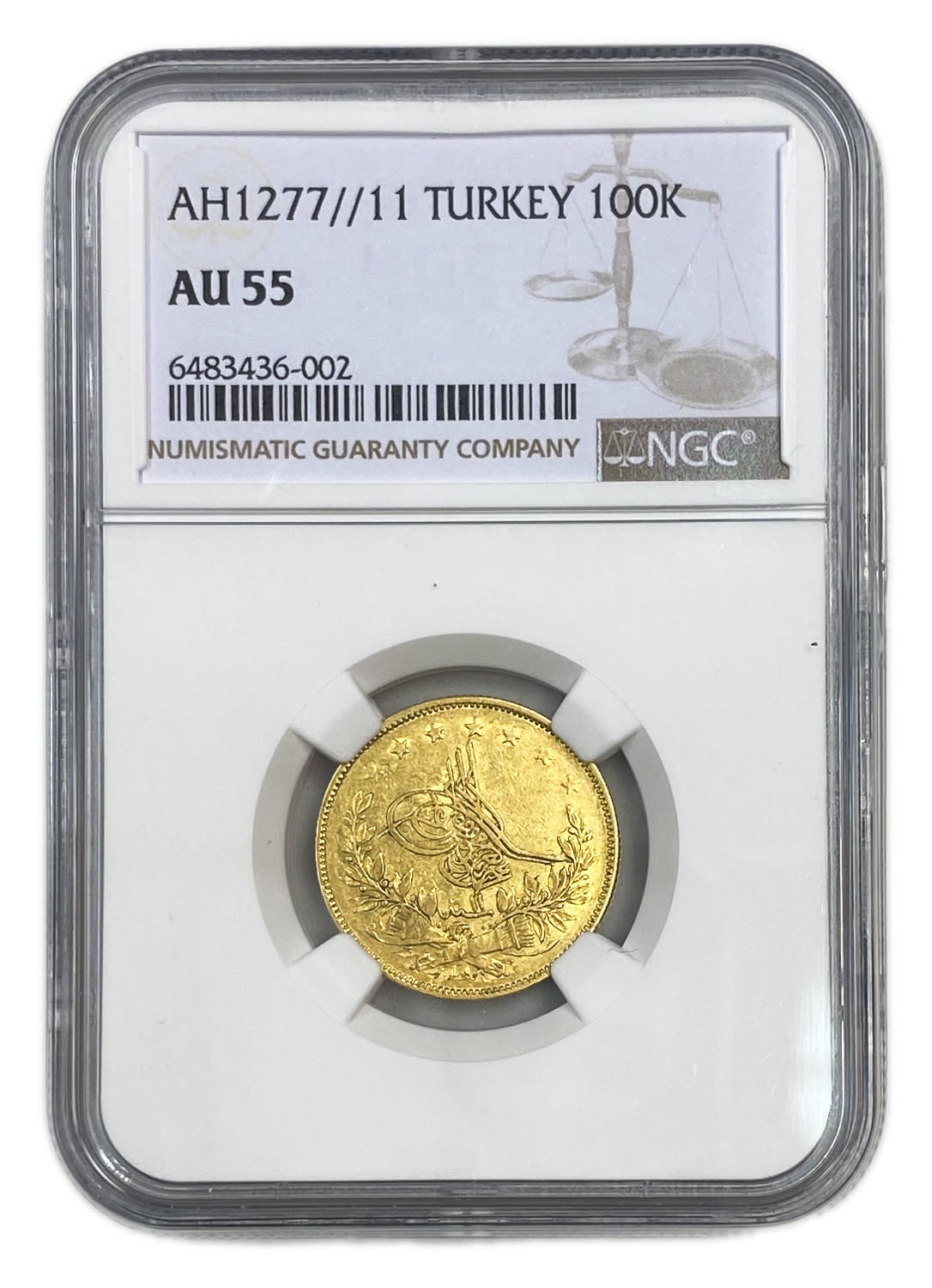 Ottoman Empire - 100 Kurush 1843-1861 (AH 1255), year 11 (1849) - Abdülmecid I - Gold 916, 7.13g - NGC AU ... - 1 2