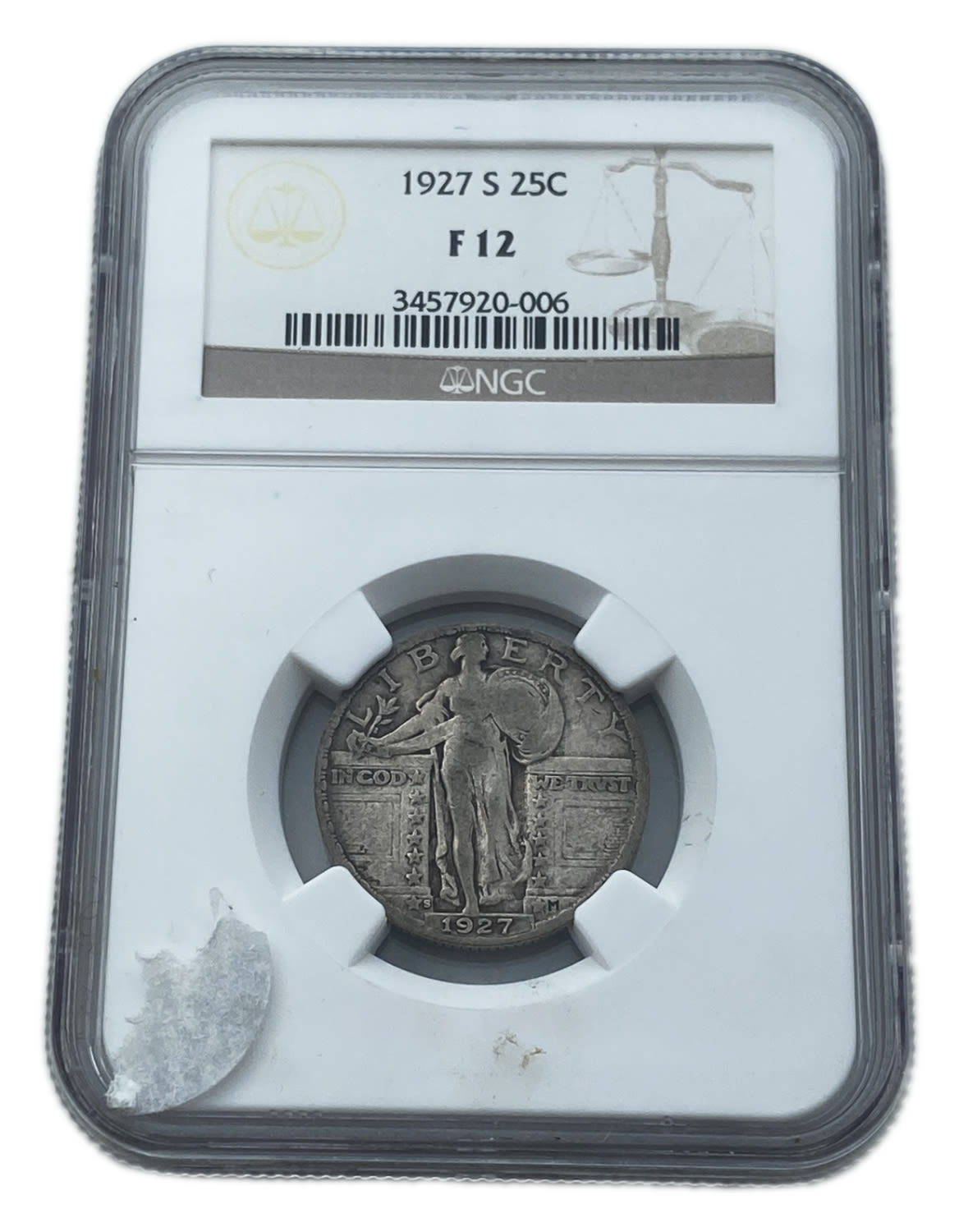 USA - 25 cents 1927 S - NGC F 12 - "Standing Liberty Quarter"
Obverse: Standing Liberty, looking ... - 1 2