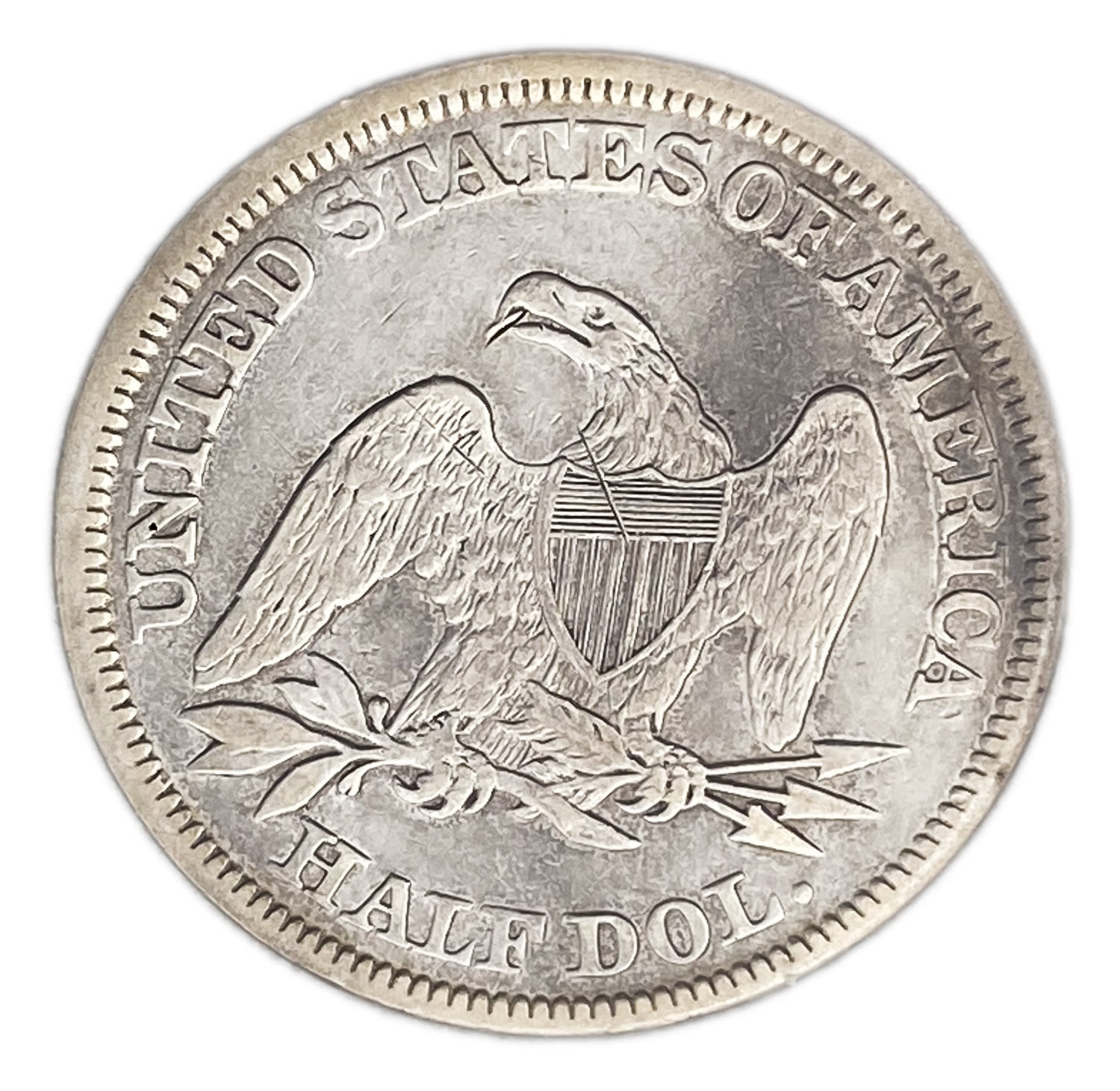 USA - 50 Cents 1858 - "Seated Liberty Half Dollar" - XF
Obverse: Seated Liberty looking right above ... - 1 1