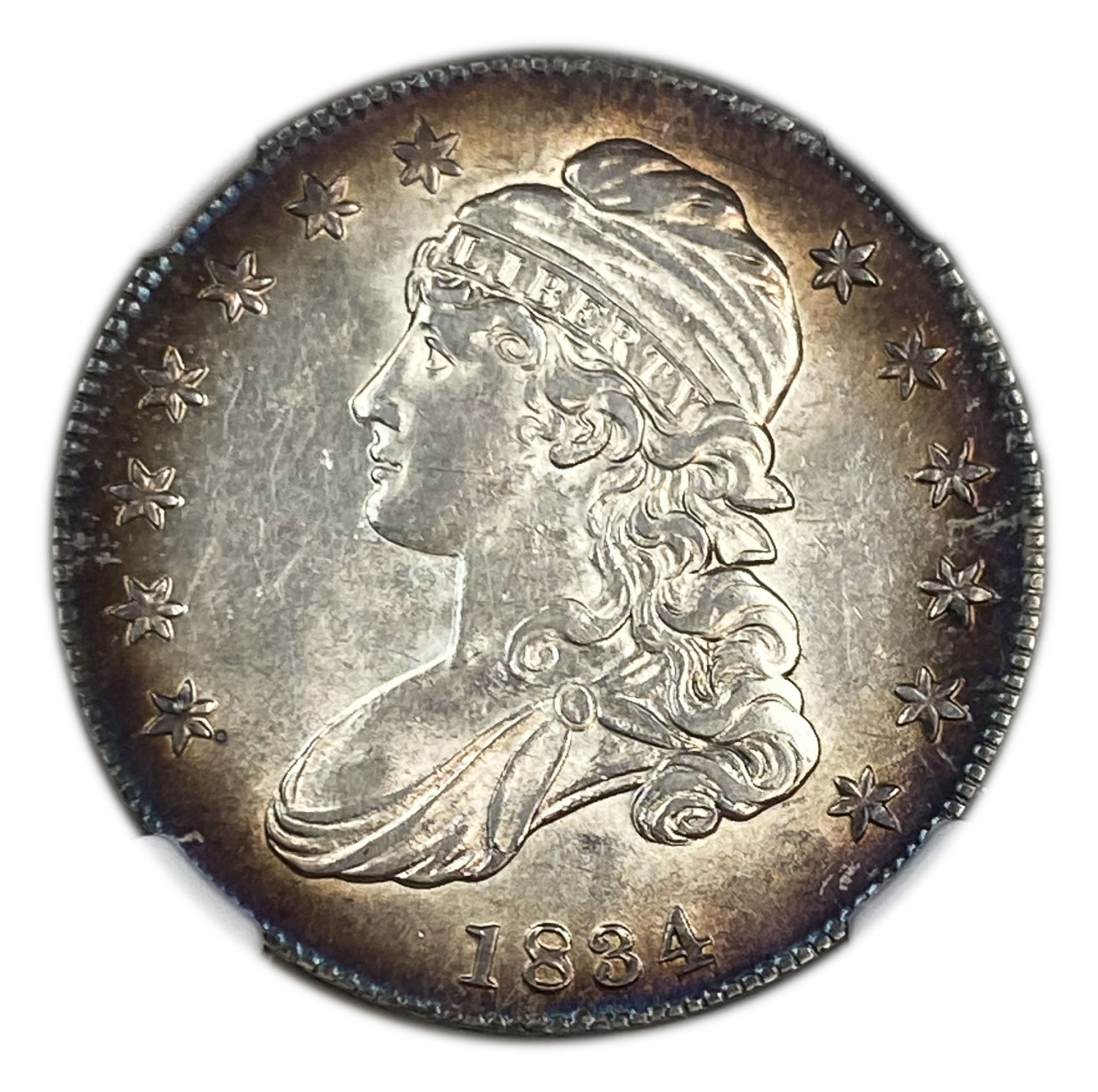 USA - 50 Cent 1834 - "Capped Bust Half Dollar" - NGC AU 58
Obverse: The bust of Liberty, facing left ... - 1 0