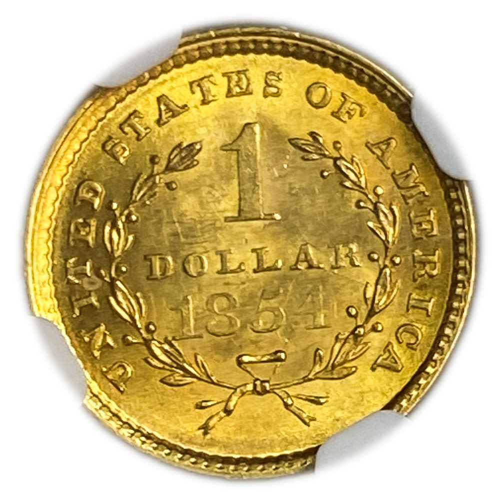 USA - 1 Dollar 1854 - "Liberty Head" Type 1 - NGC MS 63
Only 10% fees + VAT on this ... - 1 1