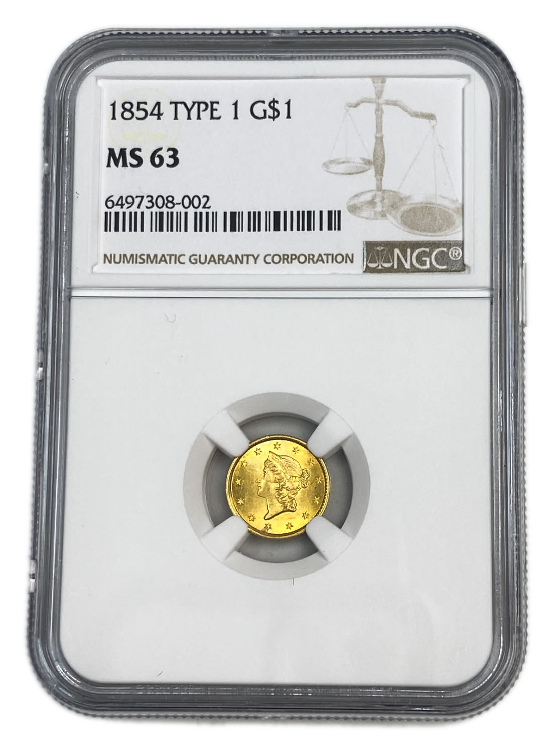USA - 1 Dollar 1854 - "Liberty Head" Type 1 - NGC MS 63
Only 10% fees + VAT on this ... - 1 2