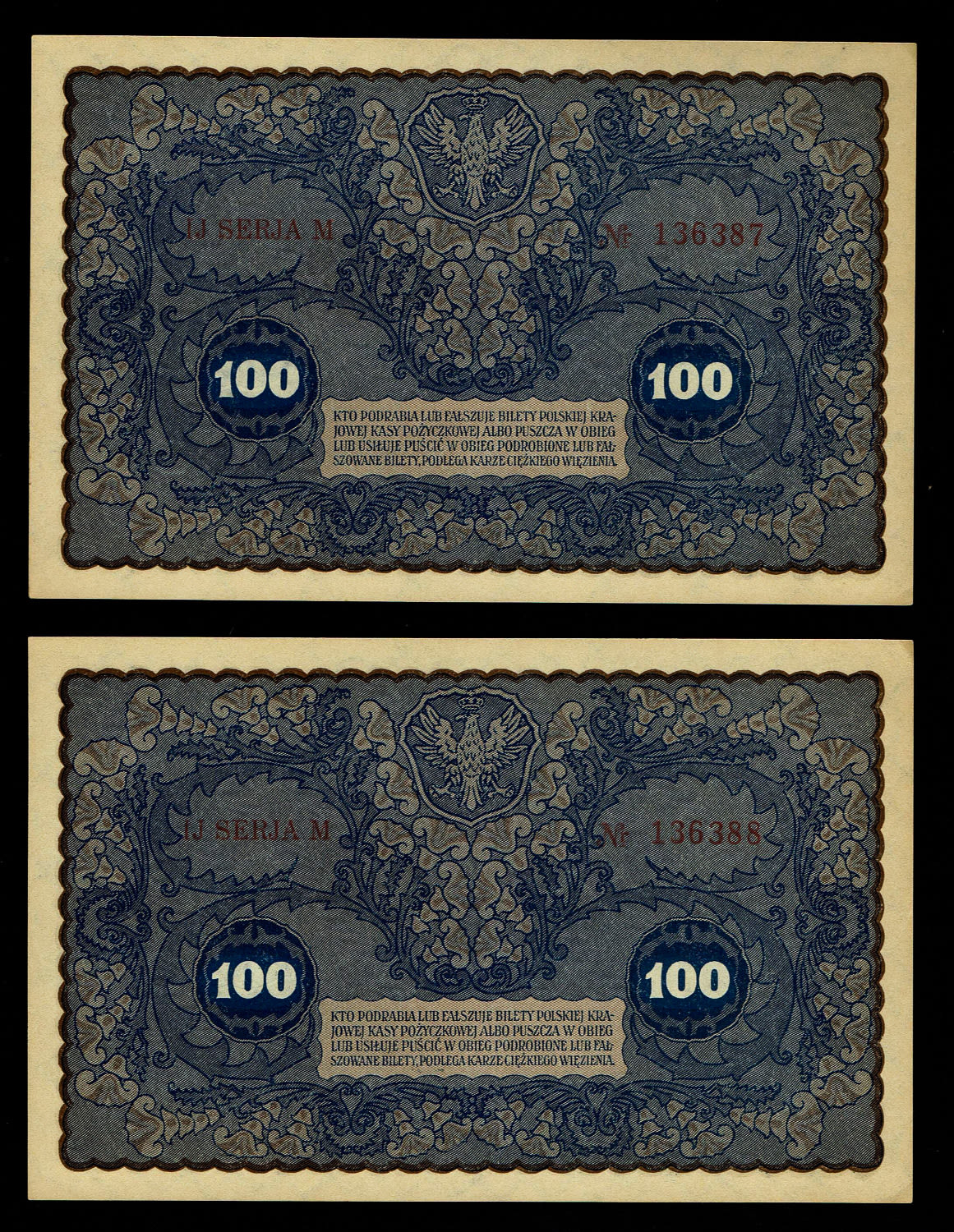 Poland - 7 banknotes of 100, 500 and 1000 Marek 1919 - UNC - 1 2