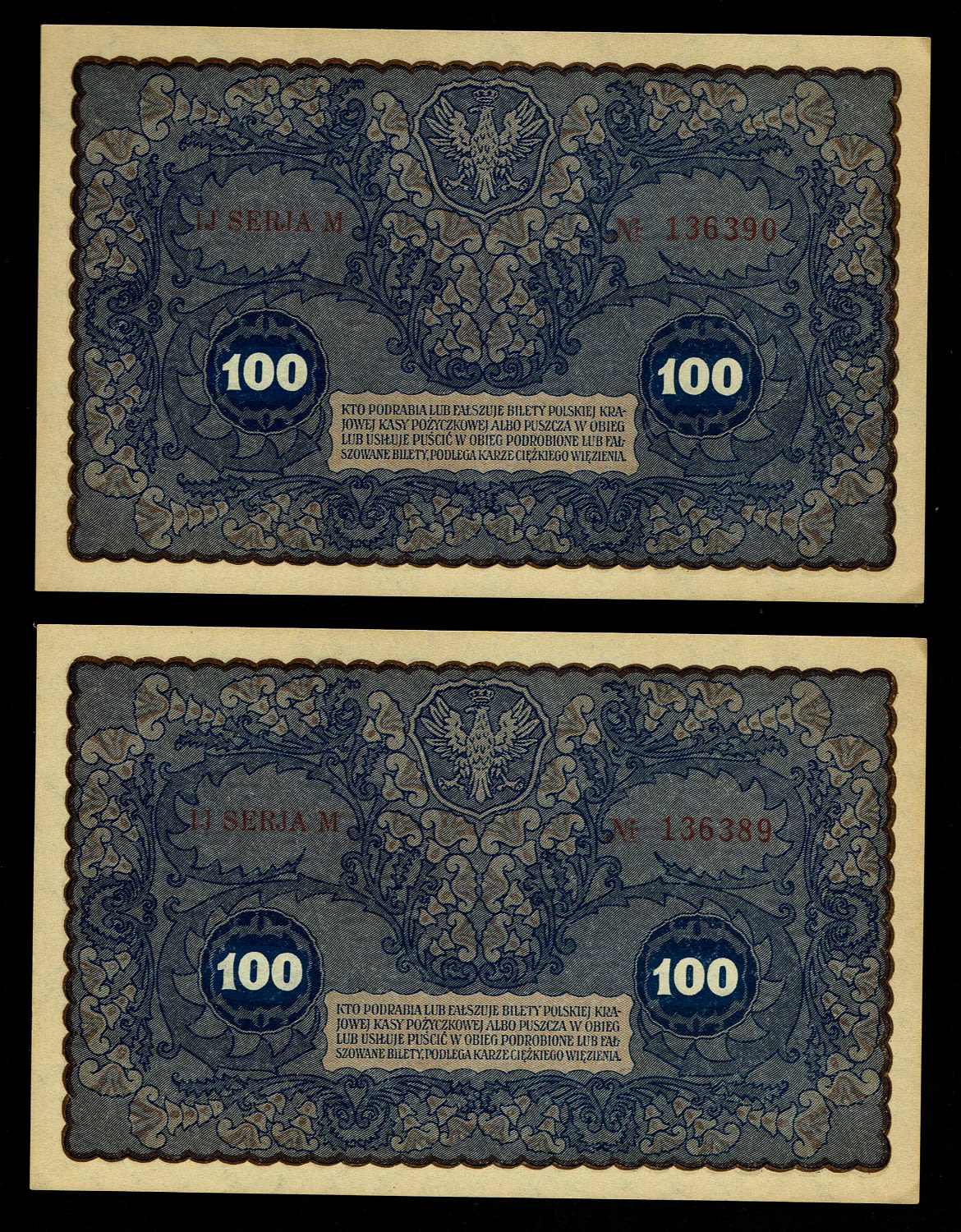 Poland - 7 banknotes of 100, 500 and 1000 Marek 1919 - UNC - 1 4