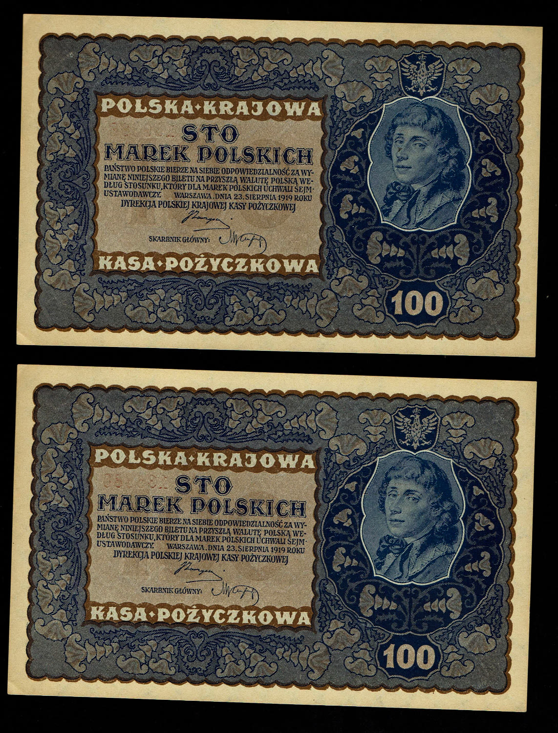 Poland - 7 banknotes of 100, 500 and 1000 Marek 1919 - UNC - 1 3