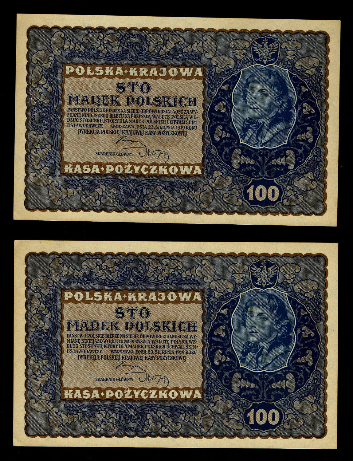 Poland - 7 banknotes of 100, 500 and 1000 Marek 1919 - UNC - 1 1