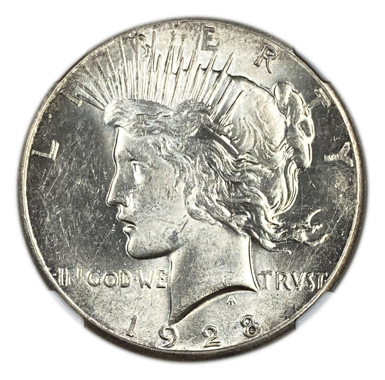 USA - 1 Dollar 1928 - NGC AU 58
Face: "IN GOD WE TRVST" / "LIBERTY"
Back: "E PLURIBUS ... - 1 0