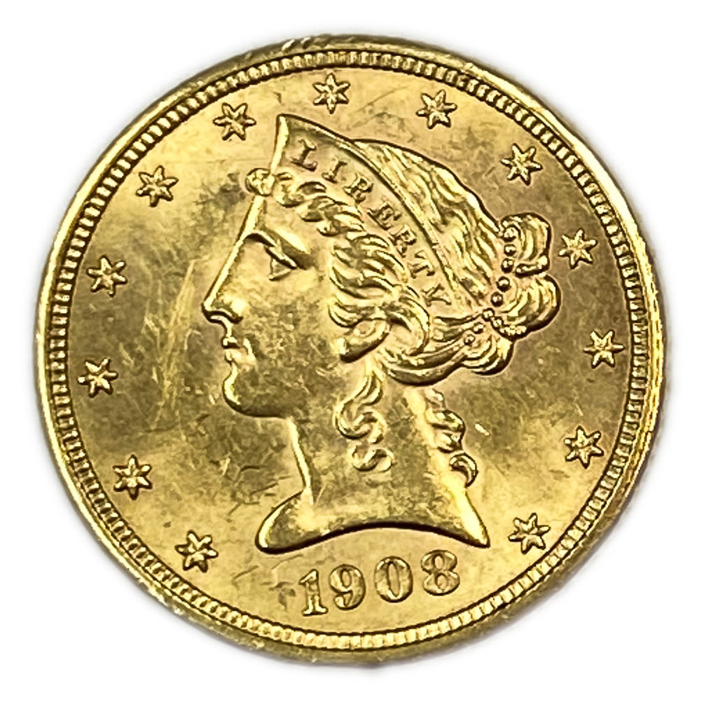 USA - 5 Dollars 1908 - Coronet Head - With motto - AU-UNC - Gold 900, 8.35g, 21.6mm
Commission of ... - 1 0