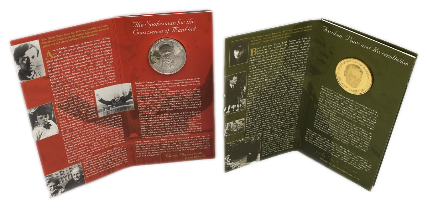 World - Lot of 10 silver medals of Nobel Prize winners, come in a dedicated and impressive box for storage - silver ... - 1 6