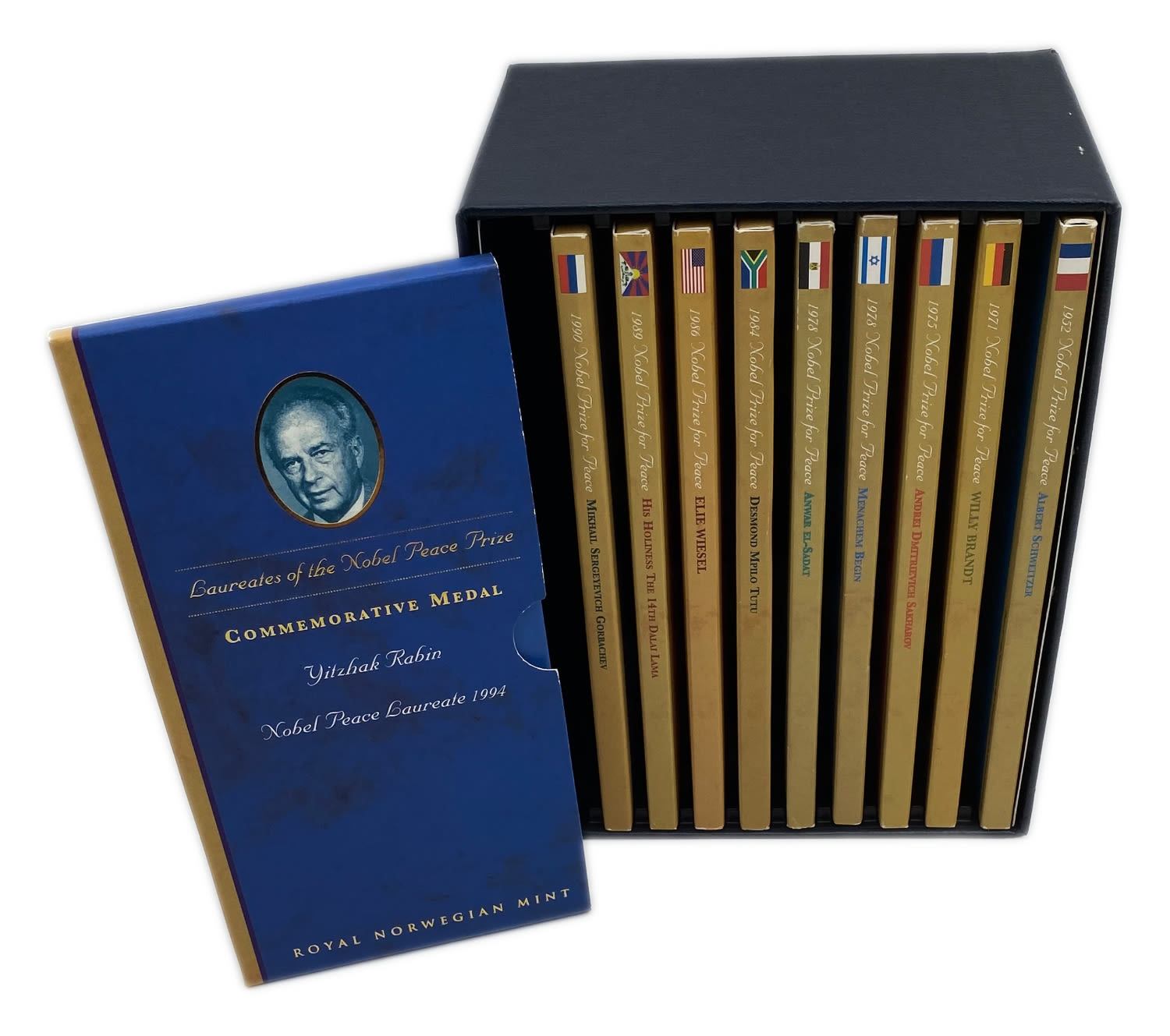 World - Lot of 10 silver medals of Nobel Prize winners, come in a dedicated and impressive box for storage - silver ... - 1 1