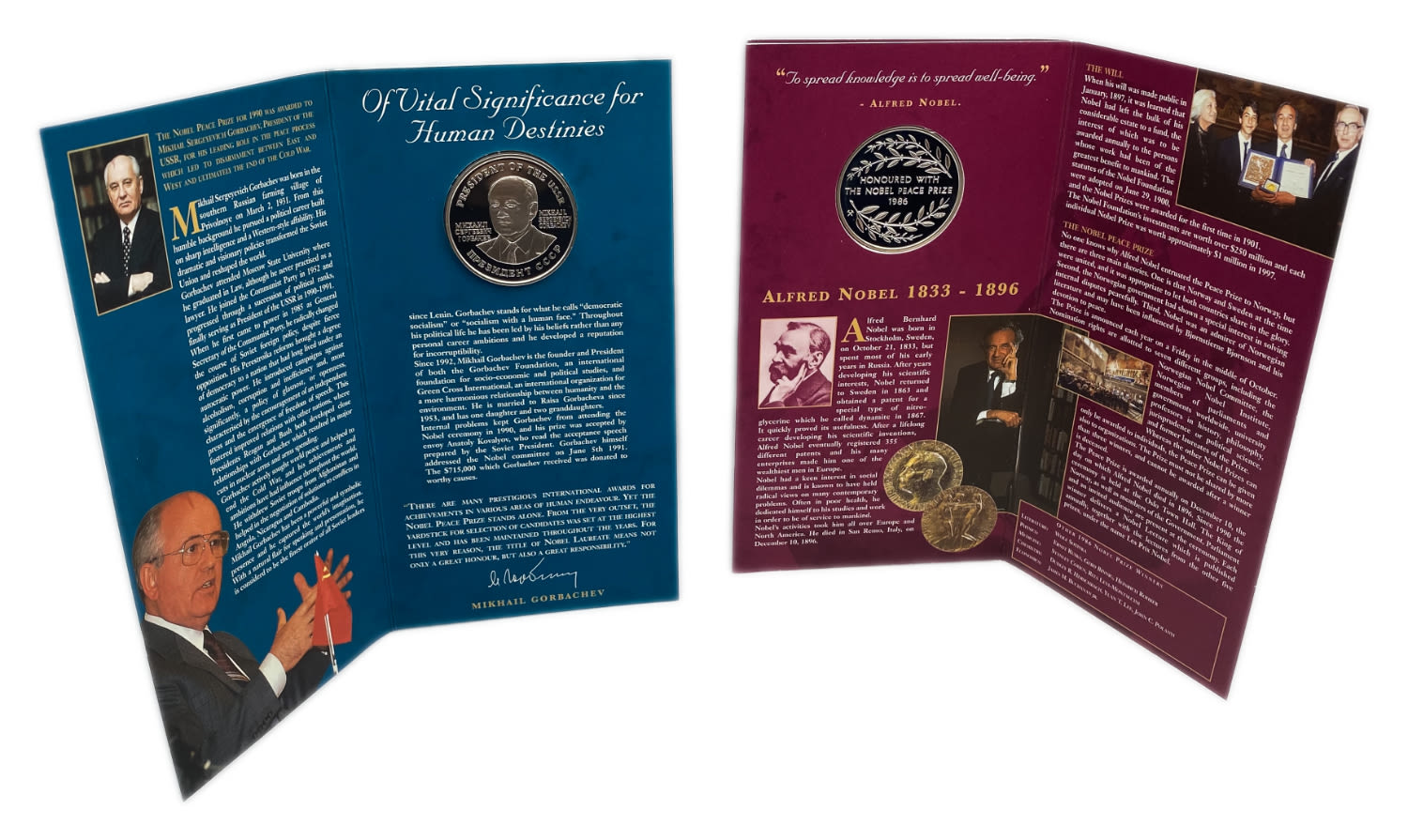 World - Lot of 10 silver medals of Nobel Prize winners, come in a dedicated and impressive box for storage - silver ... - 1 3