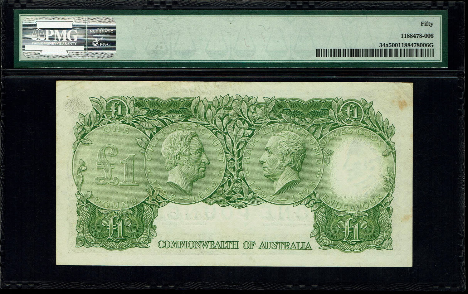 Australia - 1 Pound 1961-1965 - PMG 50
Obverse: Elizabeth II at right, Royal Australian Arms at ... - 1 1
