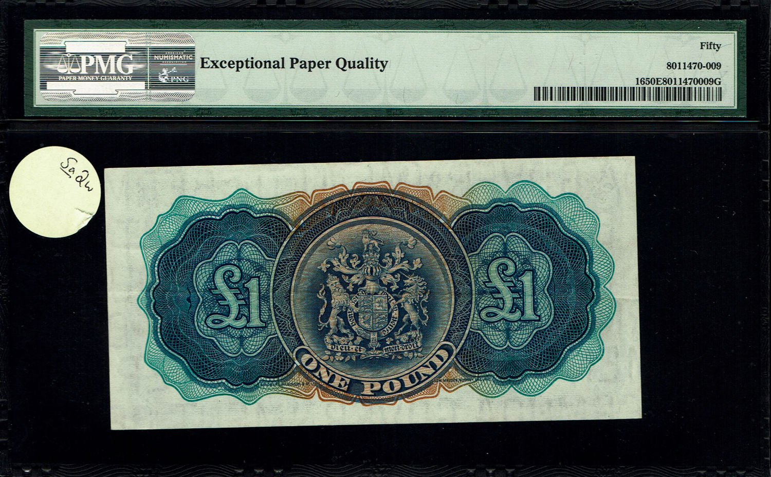 Bermuda - 1 Pound 1947 - PMG 50 EPQ
Obverse: George VI at right, bridge at left. Date at ... - 1 1