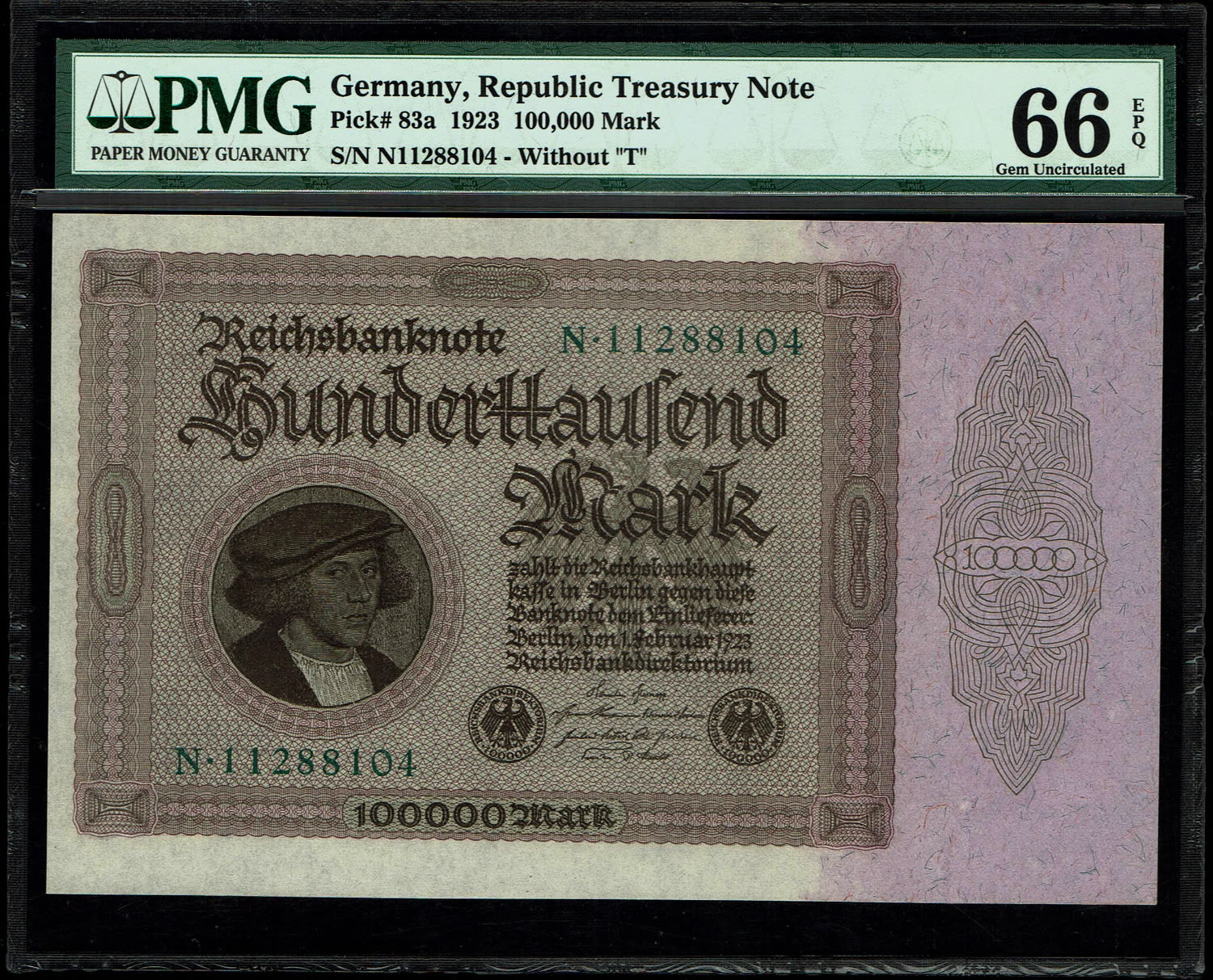 Germany - Pair of 100,000 Mark 1923 - Consecutive serial numbers - PMG 65, 66 EPQ
One of the ... - 1 3