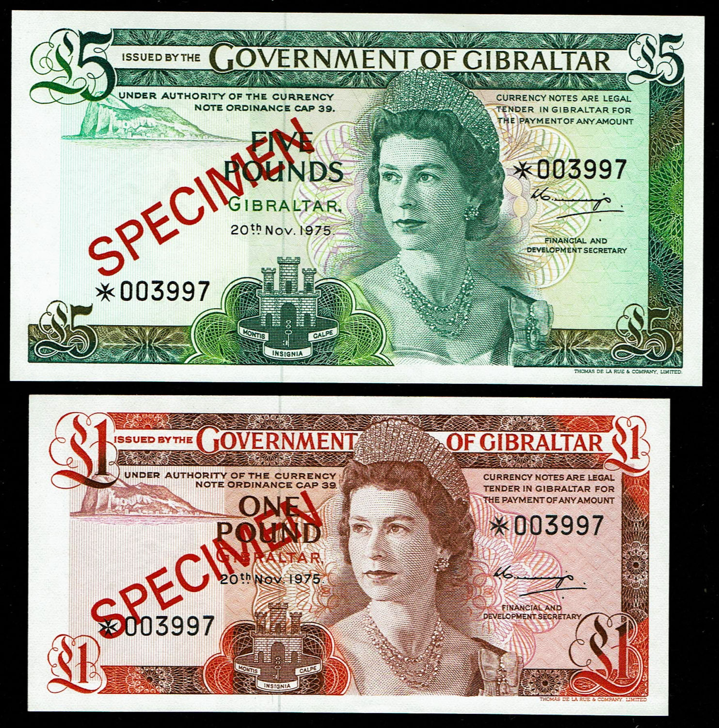 Gibraltar - 4 Banknotes of 1, 5, 10, 20 Pounds 1975 - SPECIMEN - UNC
Franklin Mint collector series ... - 1 3