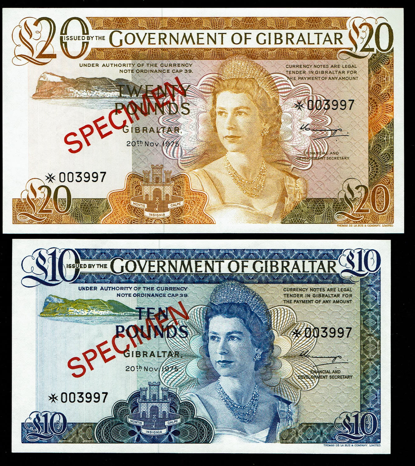 Gibraltar - 4 Banknotes of 1, 5, 10, 20 Pounds 1975 - SPECIMEN - UNC
Franklin Mint collector series ... - 1 1