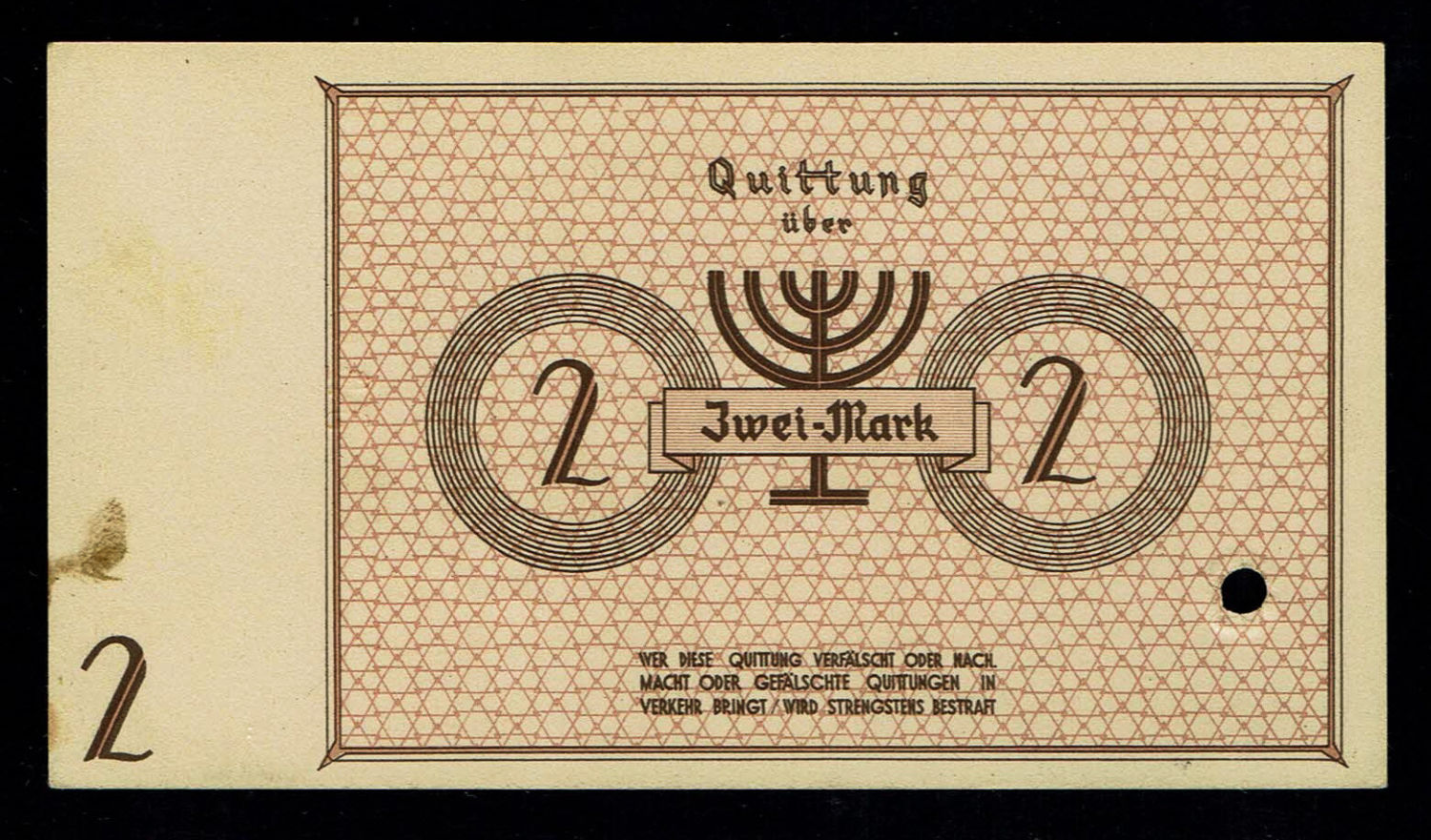 Poland - 2 mark 1940 - ghetto Lodz - SPECIMEN - Serial Number 000000 - AU - Very Rare
Banknote of 2 ... - 1 1