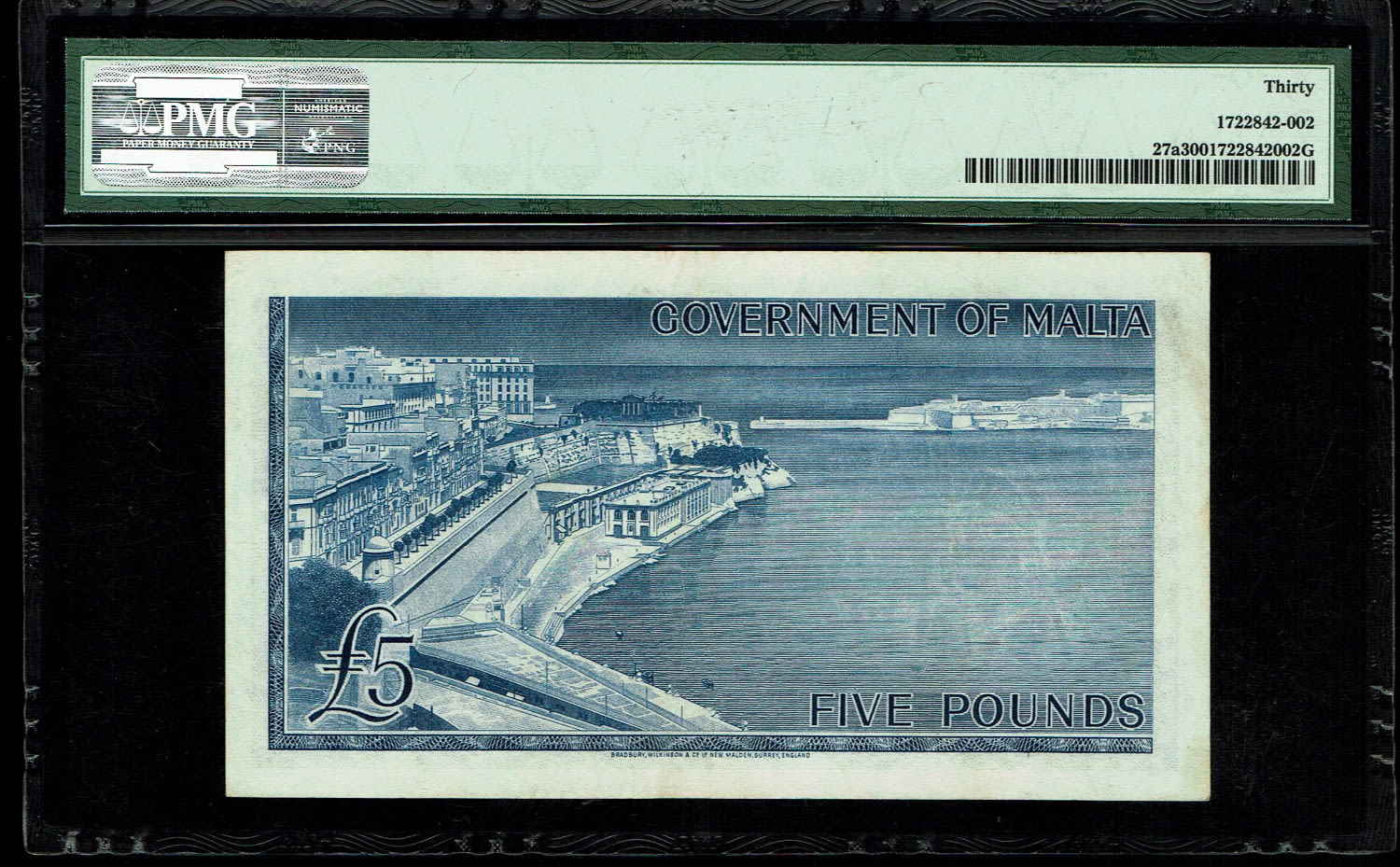 Malta - 5 Pounds 1949 - PMG 30
Obverse: Elizabeth II at right, George Cross in ... - 1 1