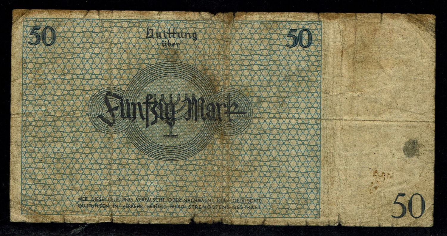 Poland - 50 mark 1940 - ghetto Lodz - VG-F - With Watermark
Banknote of 50 mark issued in the Lodz ... - 1 1