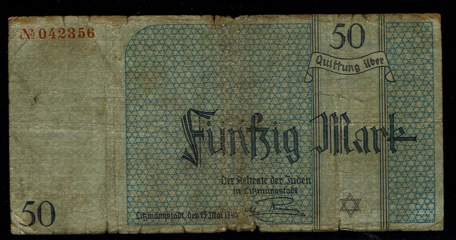 Poland - 50 mark 1940 - ghetto Lodz - VG-F - With Watermark
Banknote of 50 mark issued in the Lodz ... - 1 0