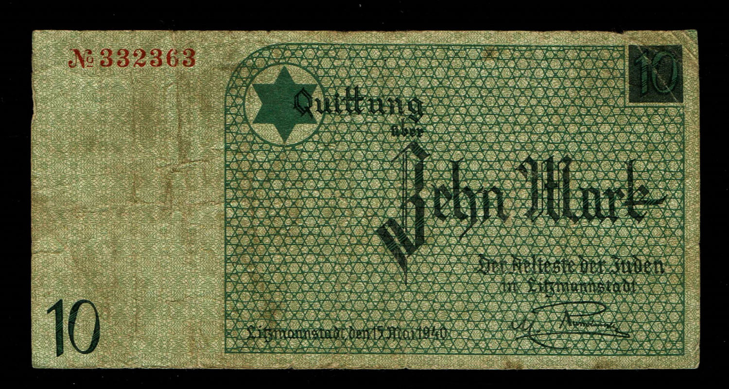 Poland - 10 mark 1940 - ghetto Lodz - VF - Without watermark
banknote of 10 mark issued in the Lodz ... - 1 0