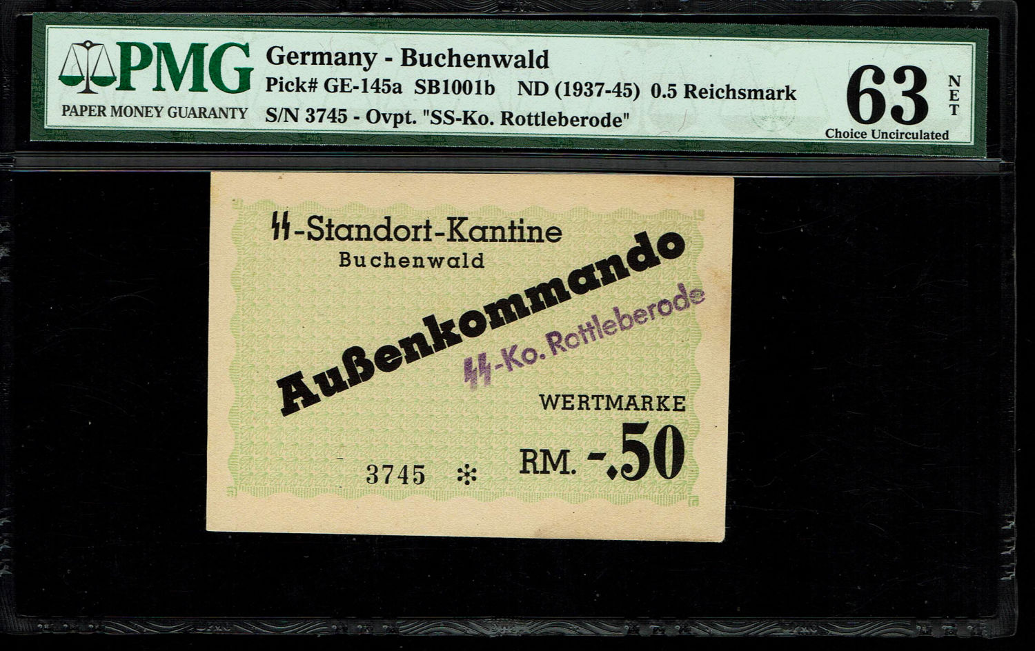 Holocaust concentration camps money - Germany - 0.5 mark 1937-1944 - Buchenwald camp - PMG 63 ... - 1 0