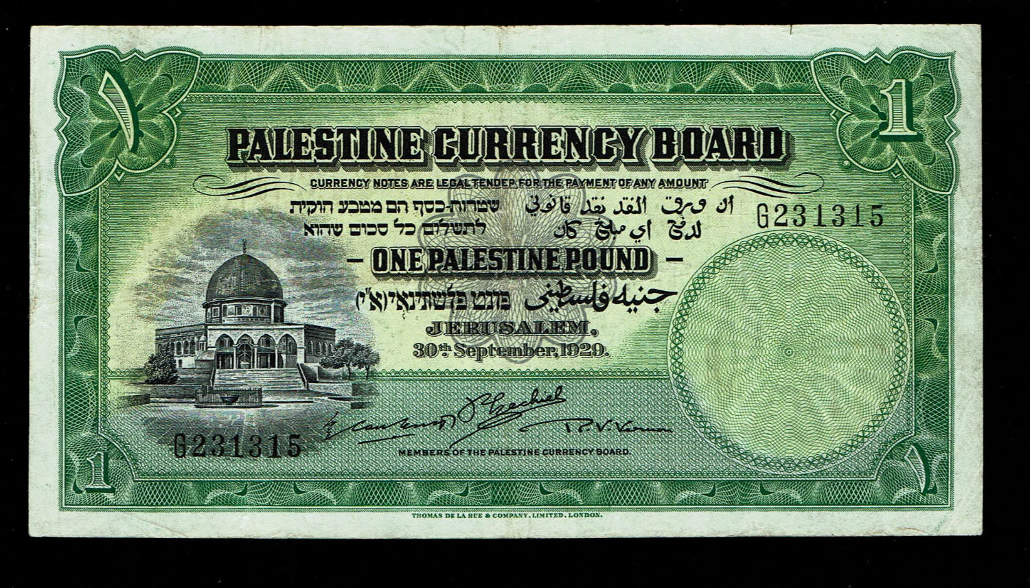 Palestine - 1 pound 1929 - VF - Prefix G
In 1917, the British conquered Israel from the Ottomans and ... - 1 0