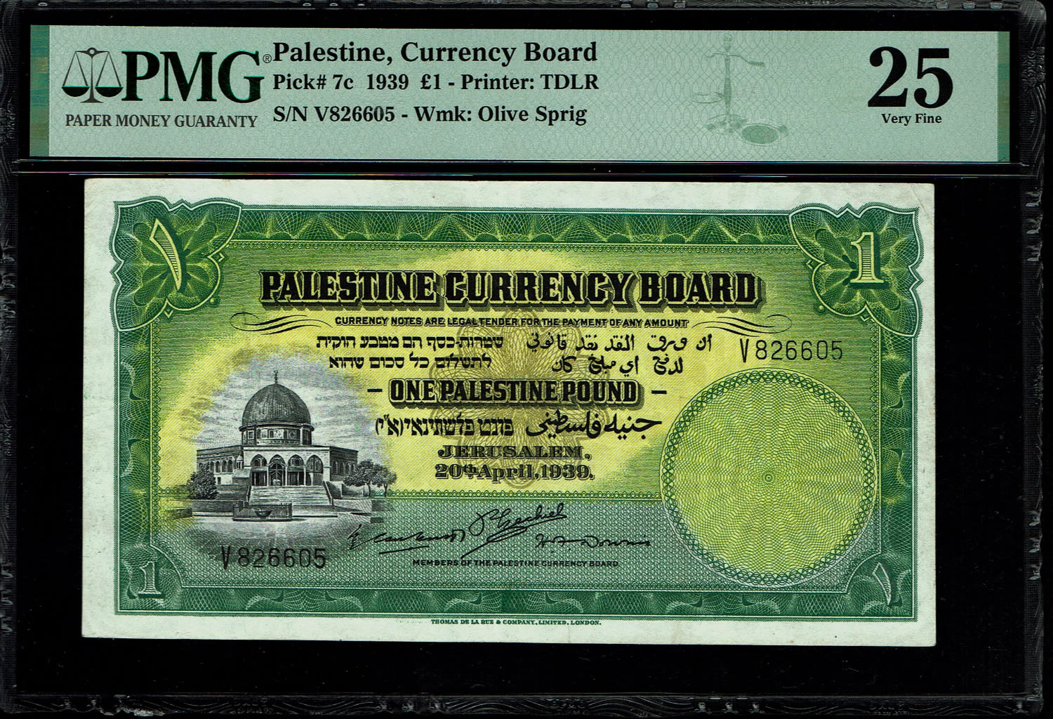 Palestine - 1 Pound 1939 - PMG 25 - Prefix V
In 1917, the British conquered Israel from the Ottomans ... - 1 0