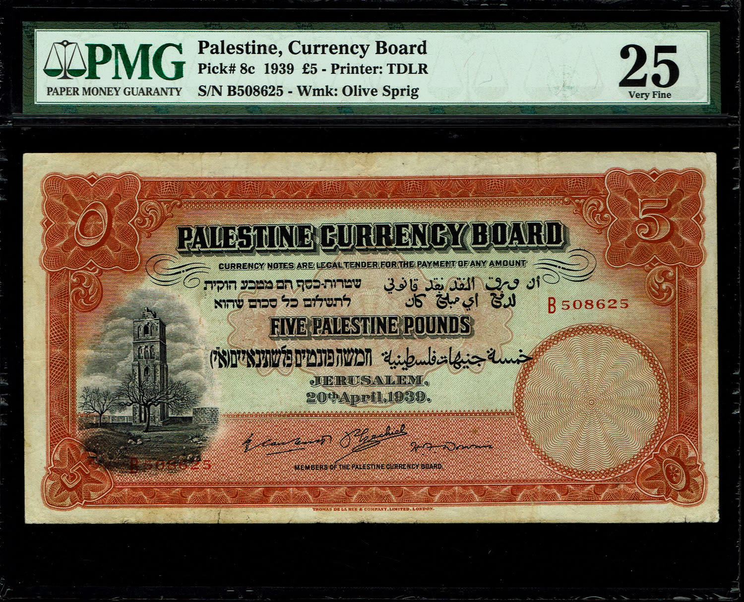 Palestine - 5 pounds 1939 - PMG 25 - Prefix B
In 1917, the British conquered Israel from the Ottomans ... - 1 0