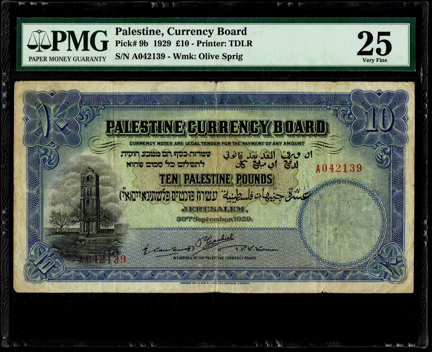 Palestine - 10 Pounds 1929 - PMG 25 - Prefix A
Banknote from 1929, a rare and difficult year to ... - 1 0