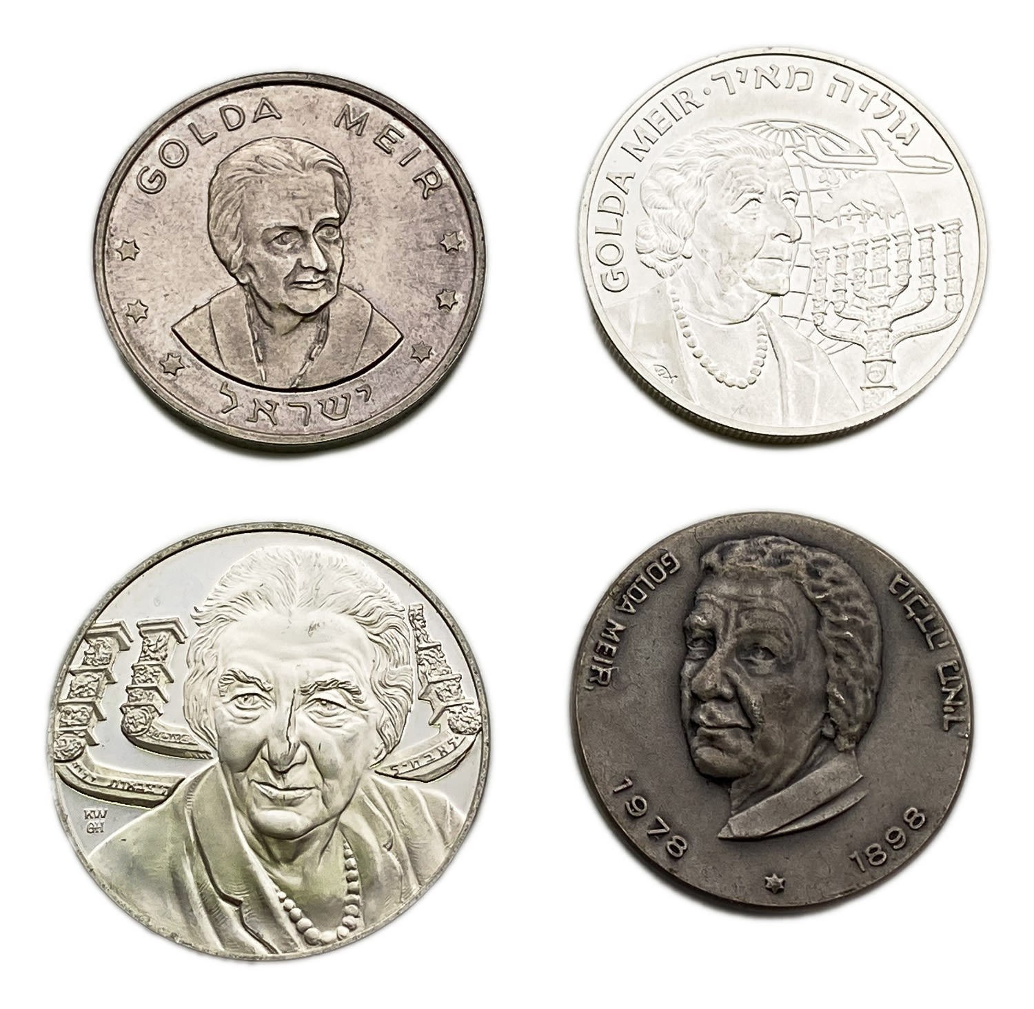 Israel - a group of 4 medals on the theme of Golda Meir - silver, total weight 100g, 93g net
Golda ... - 1 0