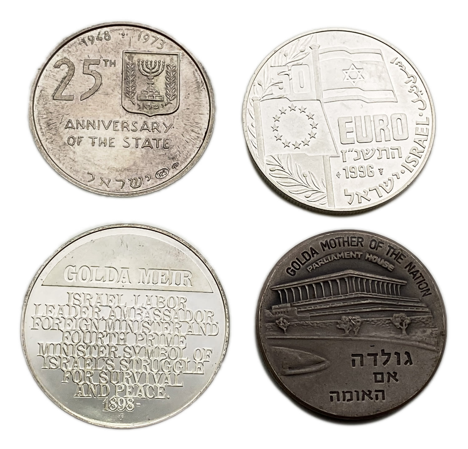 Israel - a group of 4 medals on the theme of Golda Meir - silver, total weight 100g, 93g net
Golda ... - 1 1