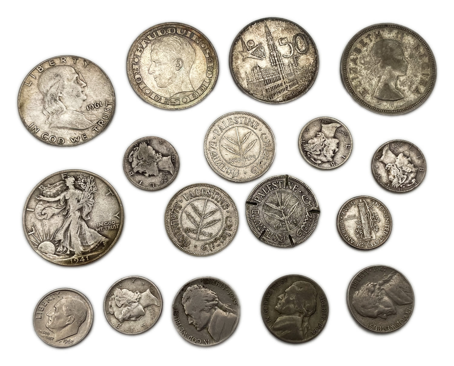 Olam - Lot of 17 silver coins from around the world - 1 0