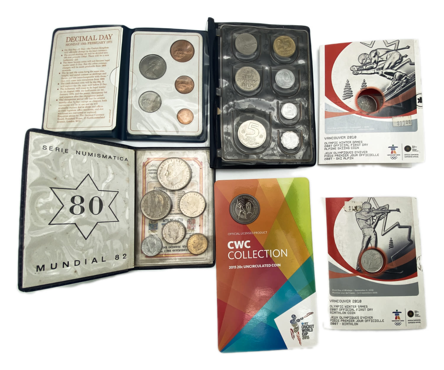 World - a collection of 6 sets of coins from the world, different years - UNC - 1 0