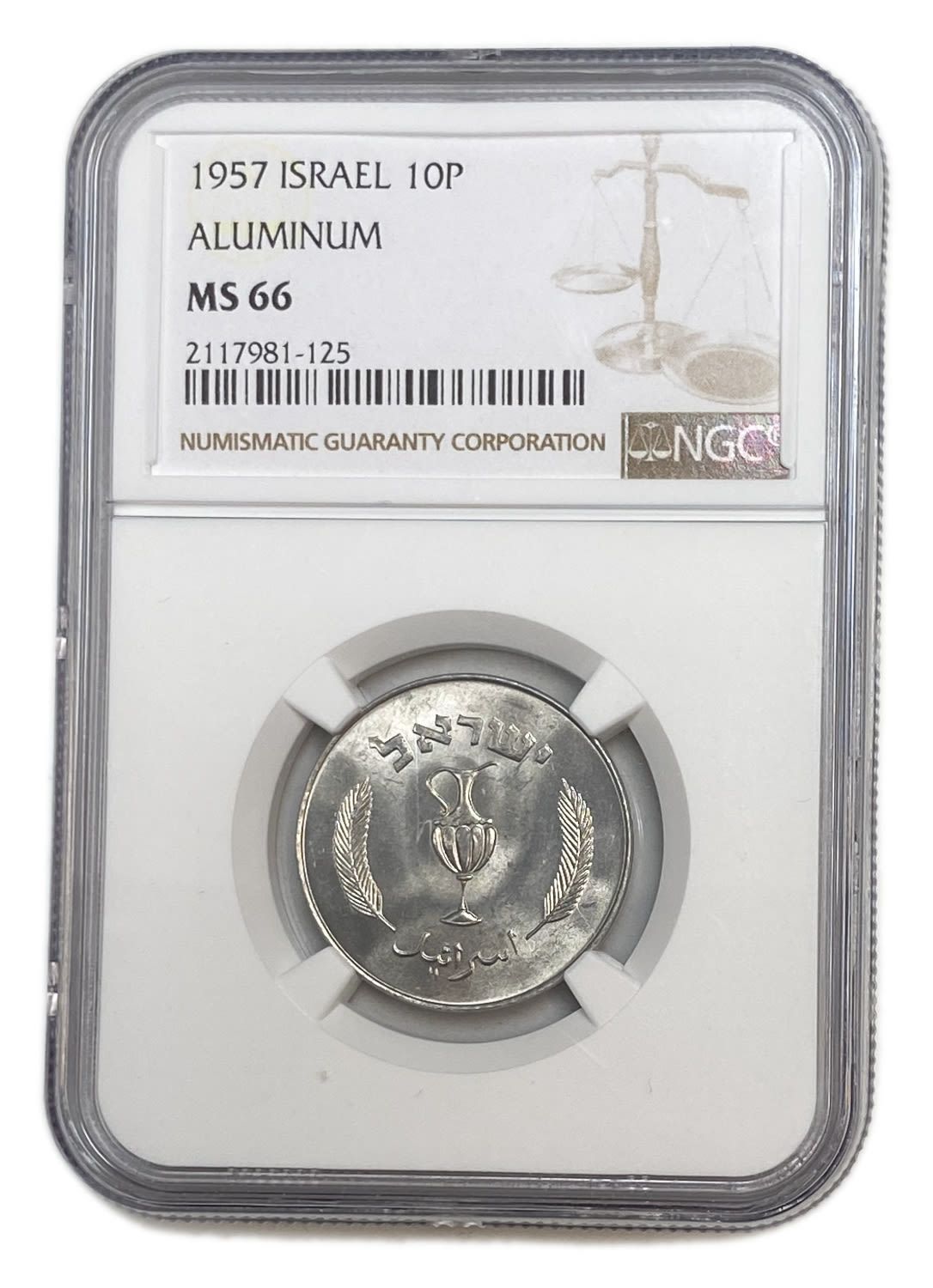 Israel - 10 Peruta 1957 - NGC MS 66
The height grade known
Interior: pitcher with 2 ... - 1 2