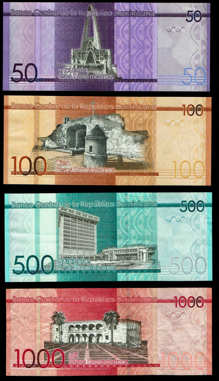 Dominican Republic - 50, 100, 500, 1,000 Pesos 2015, 2016 - VF-XF - 1 1