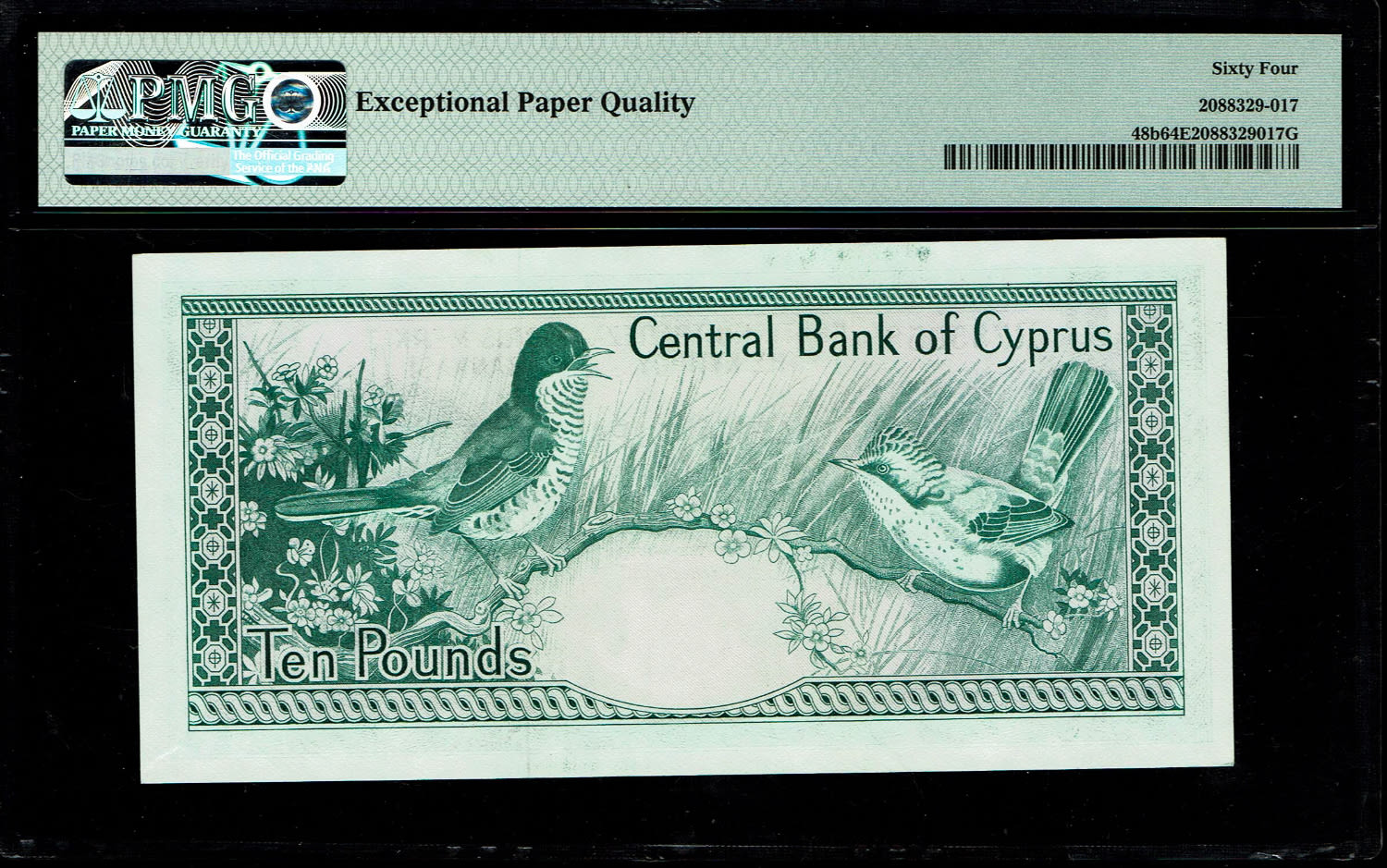 Cyprus - 10 Pound 1980-1985 - PMG 64 EPQ
Obverse: Ancient bust at left.
Arms of cyprus at right ... - 1 1