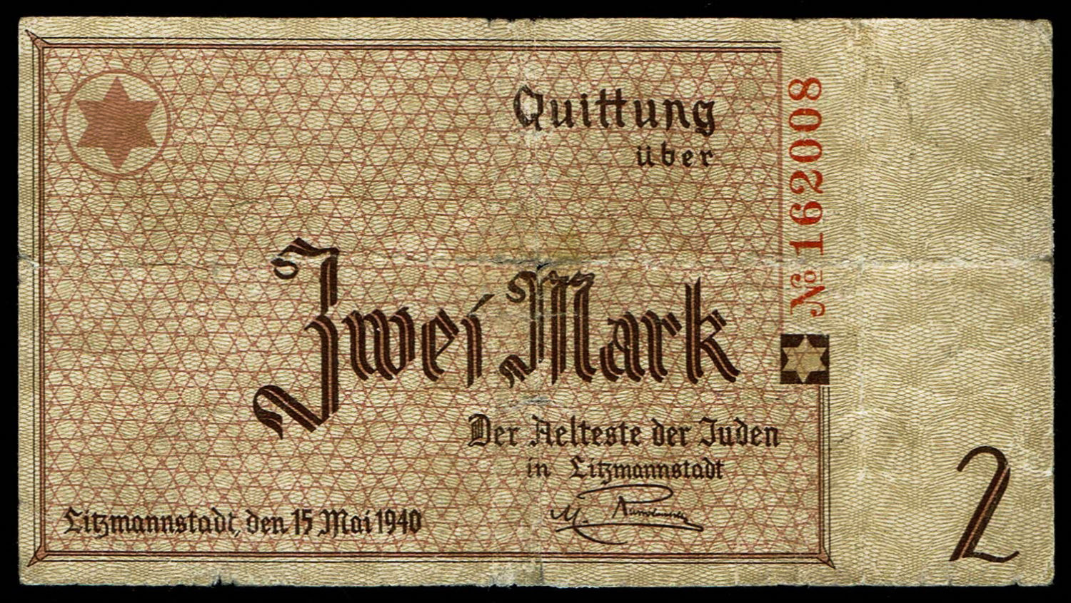 Holocaust concentration camps money - Poland - 2 mark 1940 - ghetto Lodz - F
Banknote of 2 mark ... - 1 0