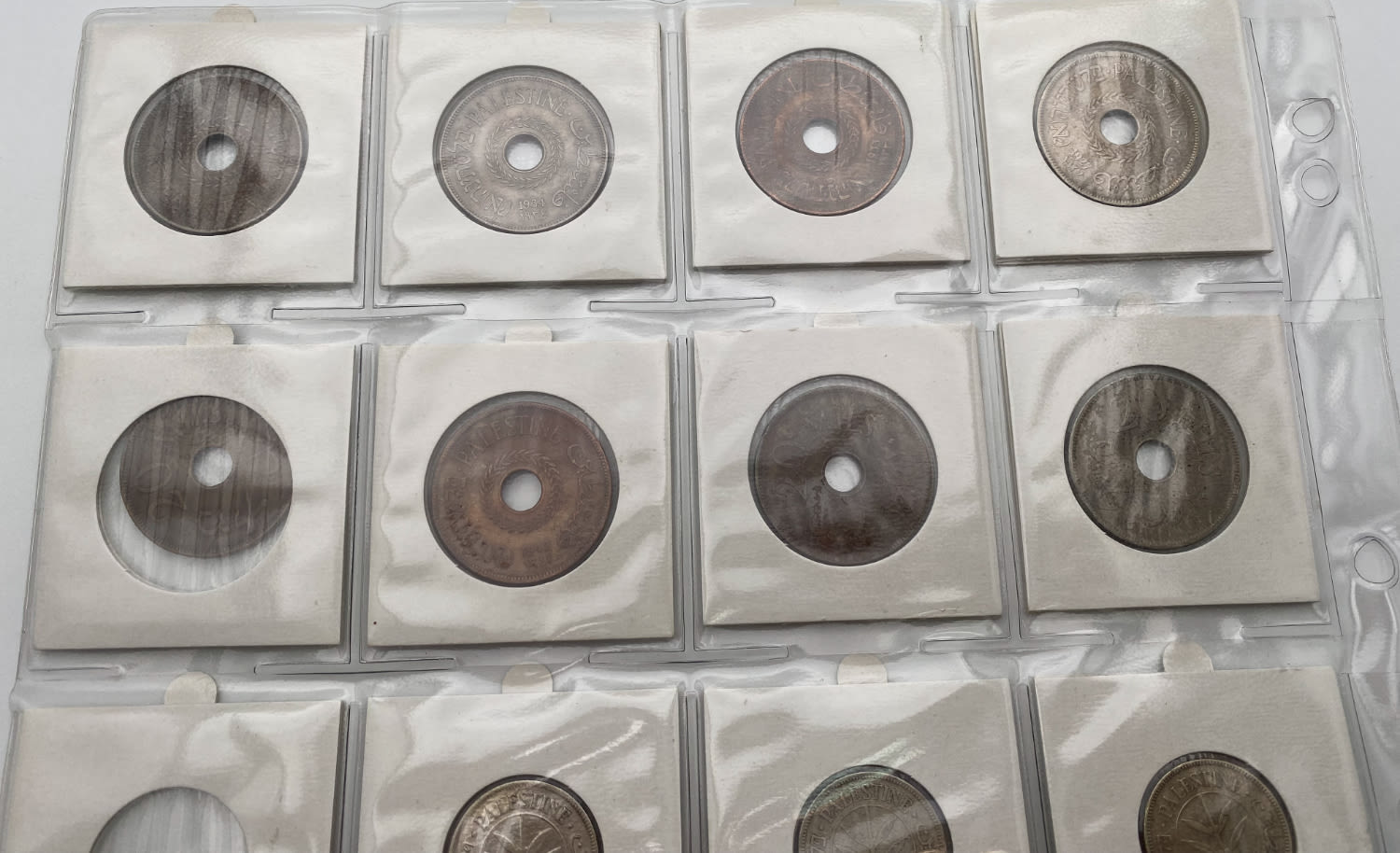 Palestine - 20 mil 1927, 1933, 1934, 1935, 1940, 1941, 1942 - are at pages and special storage cartoon for coins ... - 1 2