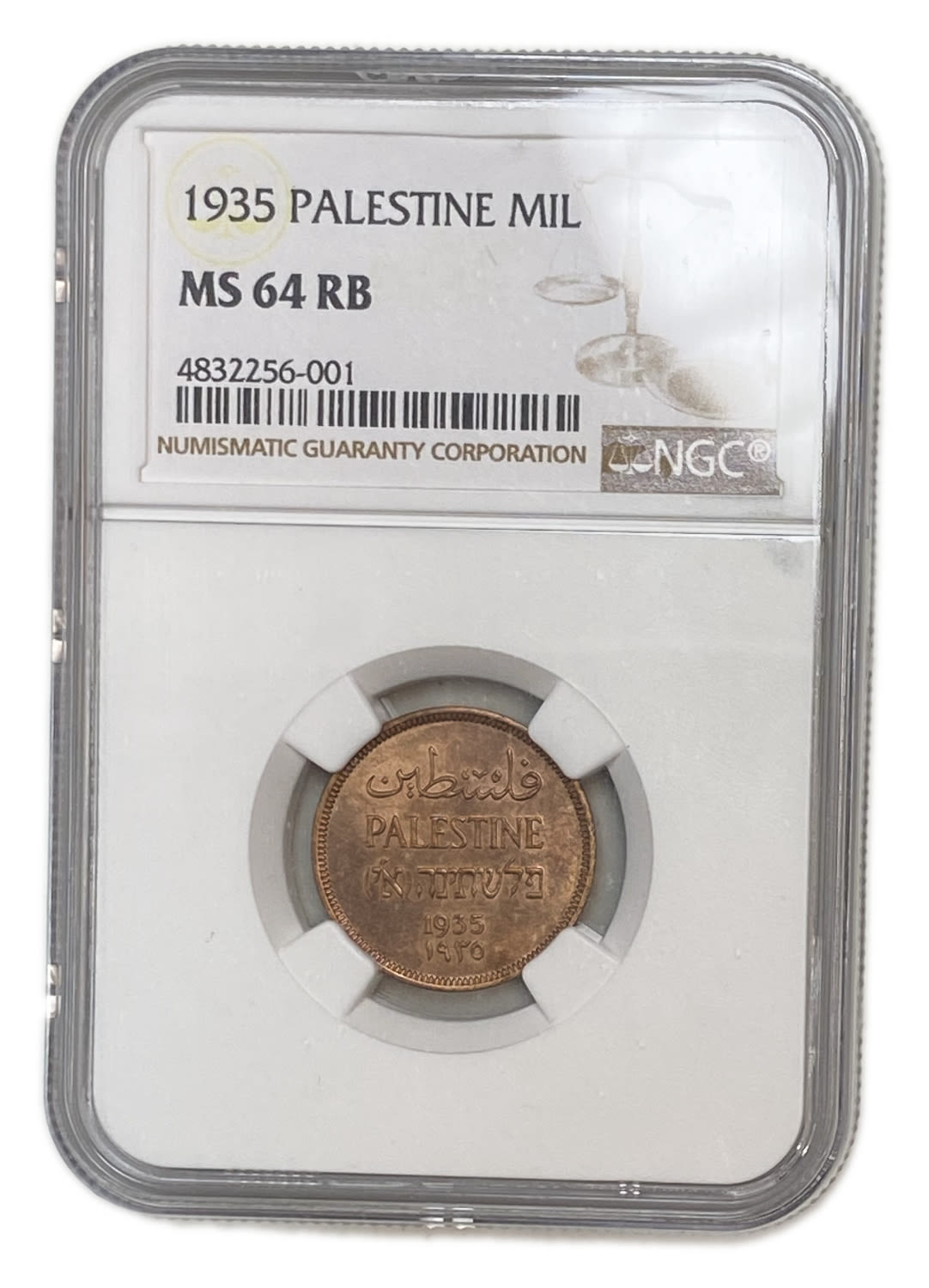 Palestine - 1 Mil 1935 - NGC 64 RB - UNC
MIL, was the Hebrew name of the coin that was legal in ... - 1 2