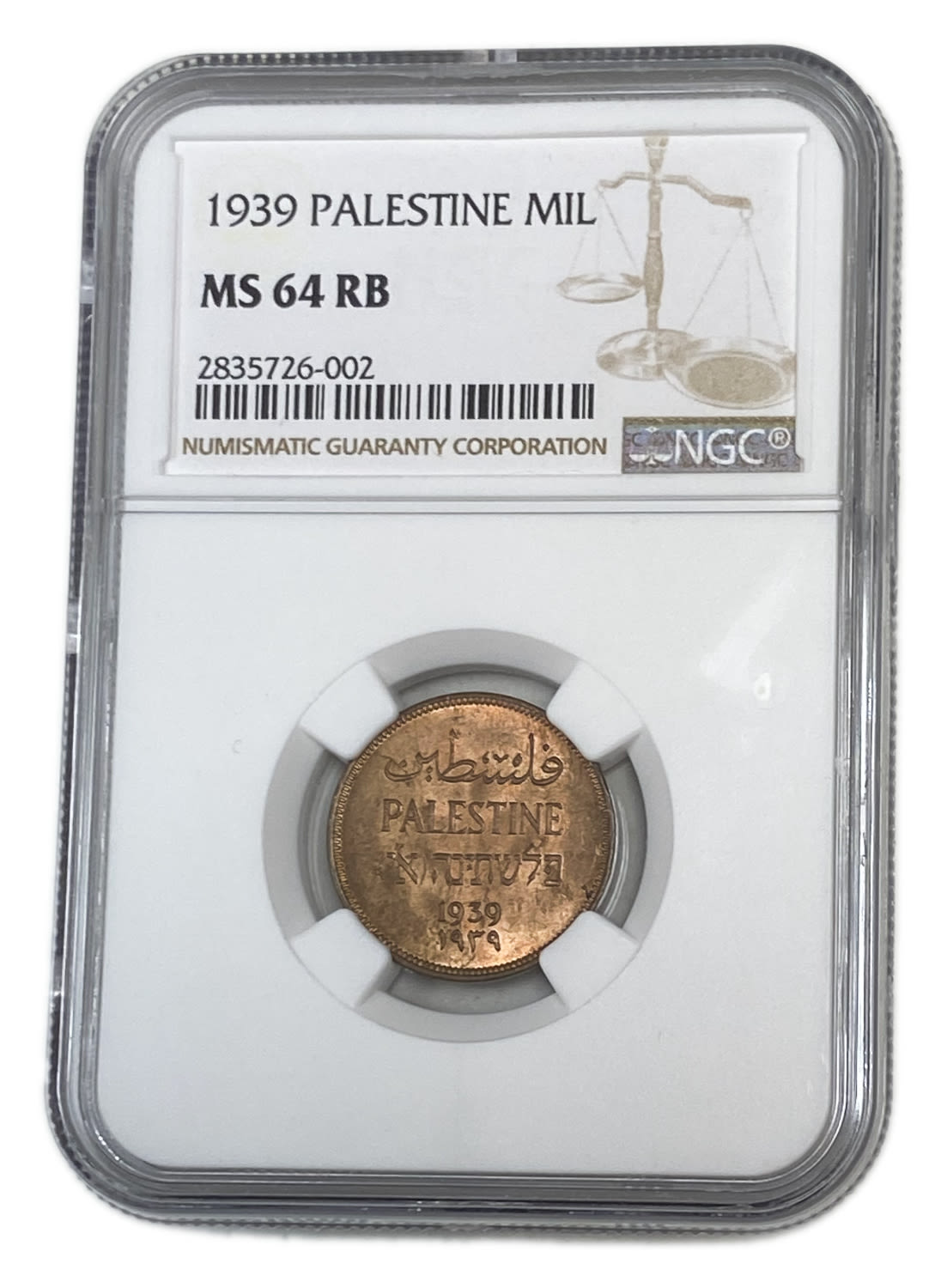 Palestine - 1 Mil 1939 - NGC MS 64 RB
mils was the currency of the British Mandate of Palestine from ... - 1 2
