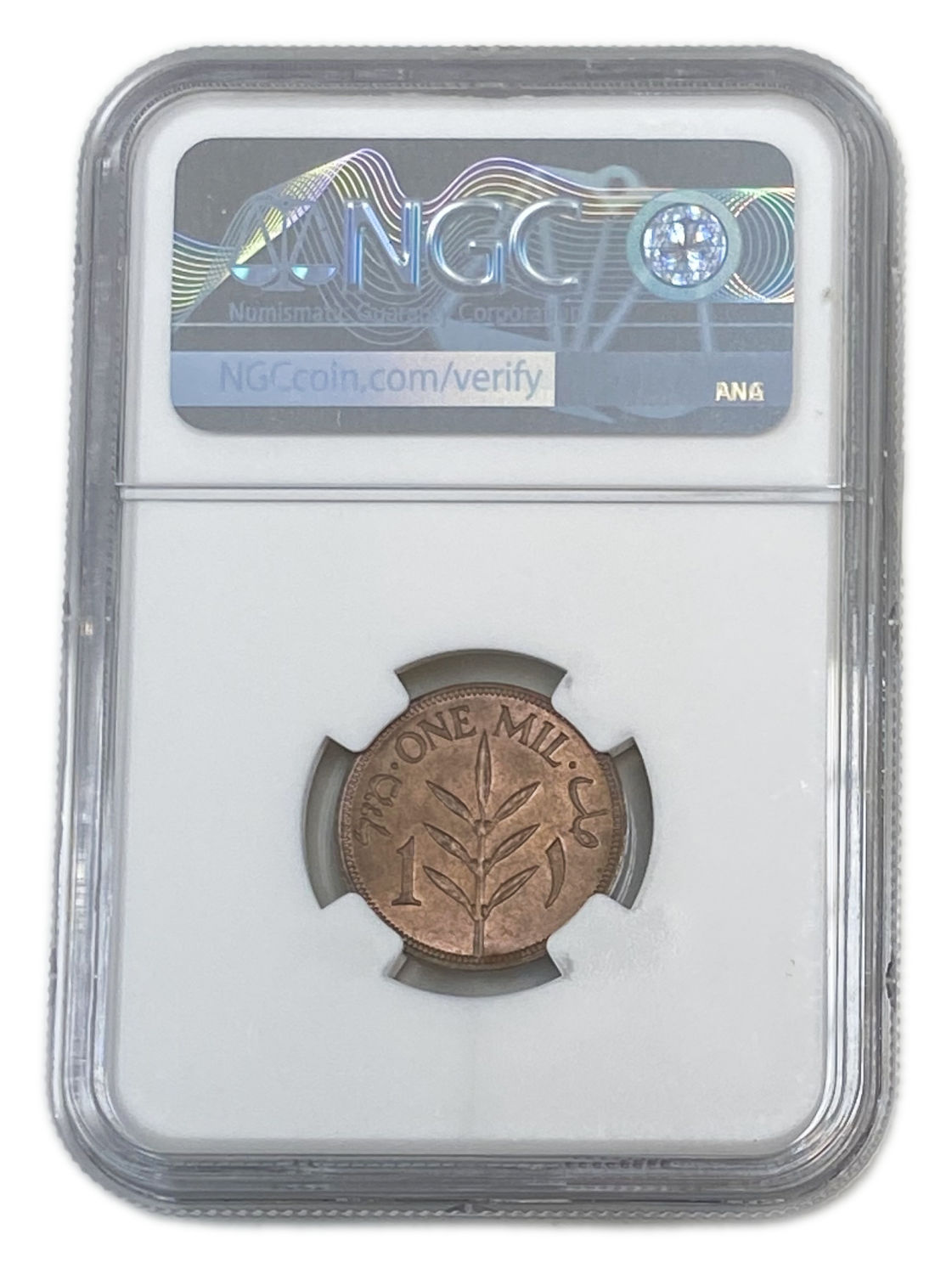 Palestine - 1 Mil 1943 - NGC 64 RB - UNC
MIL, was the Hebrew name of the coin that was legal ... - 1 3