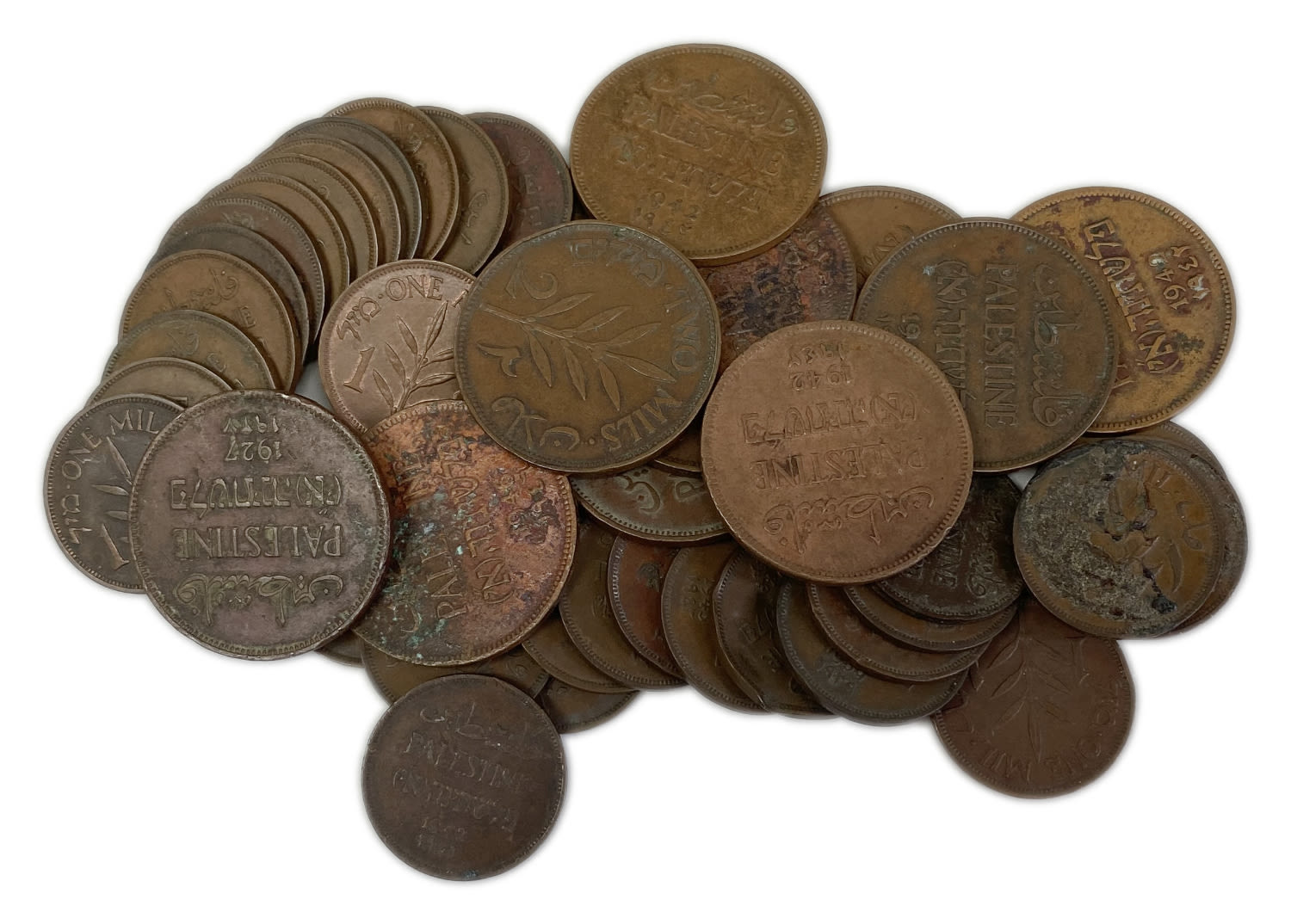 Palestine - a group of 46 coins 1 and 2 mil, different years - F-VF
MIL, was the Hebrew name of the ... - 1 0